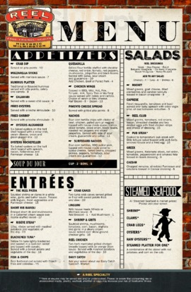 Reel Cafe menu