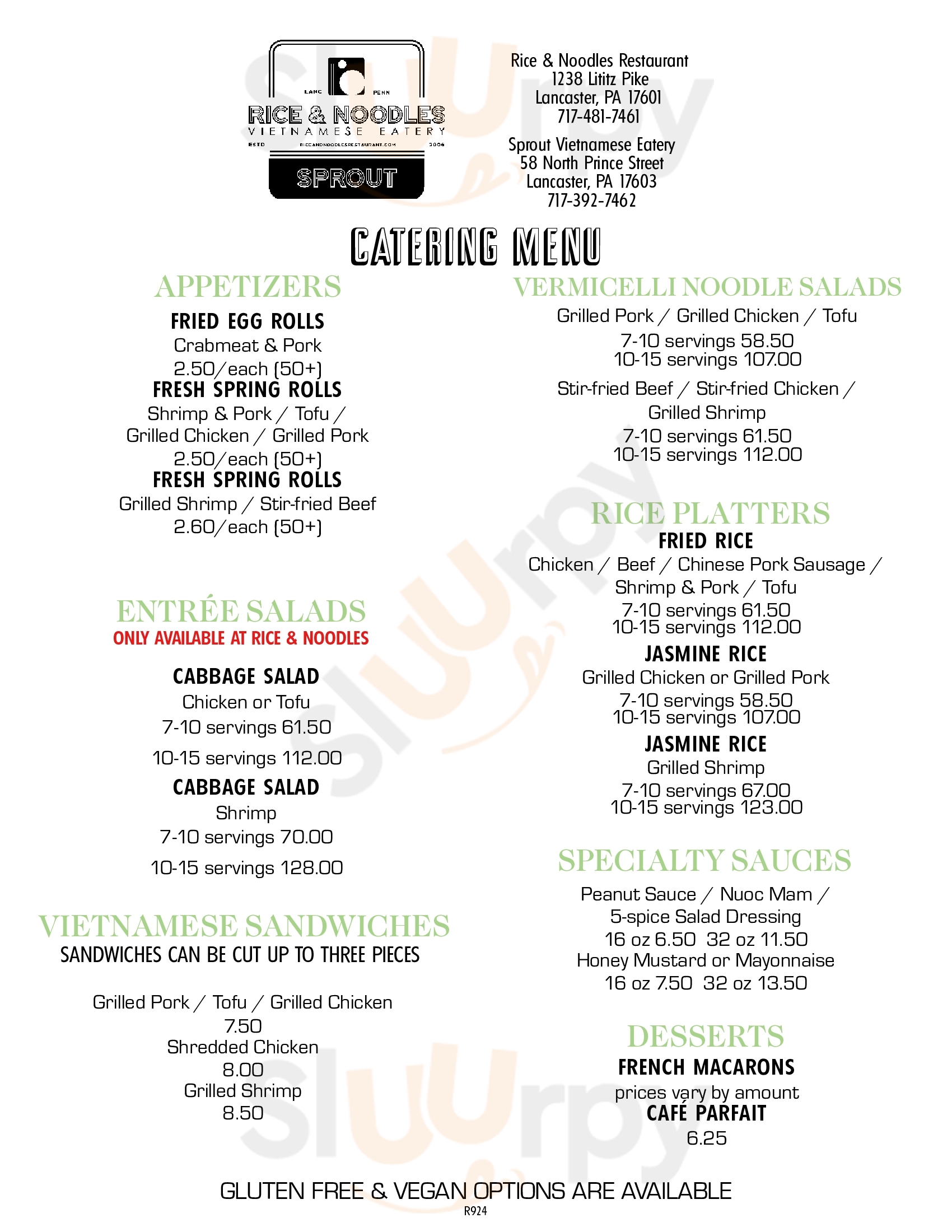 Main Menu - Sprout Vietnamese Eater