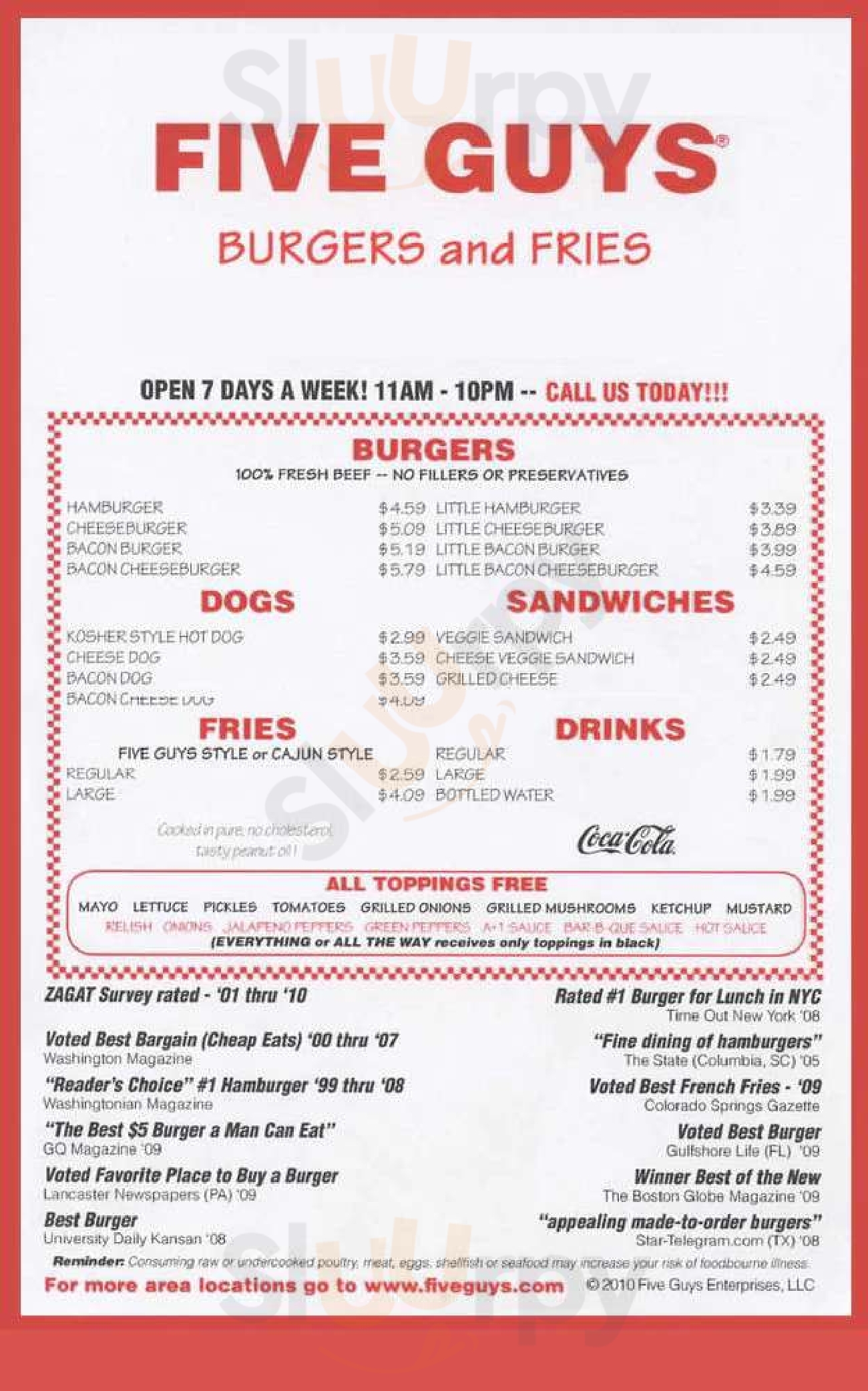 Five Guys Kill Devil Hills Menu - 1