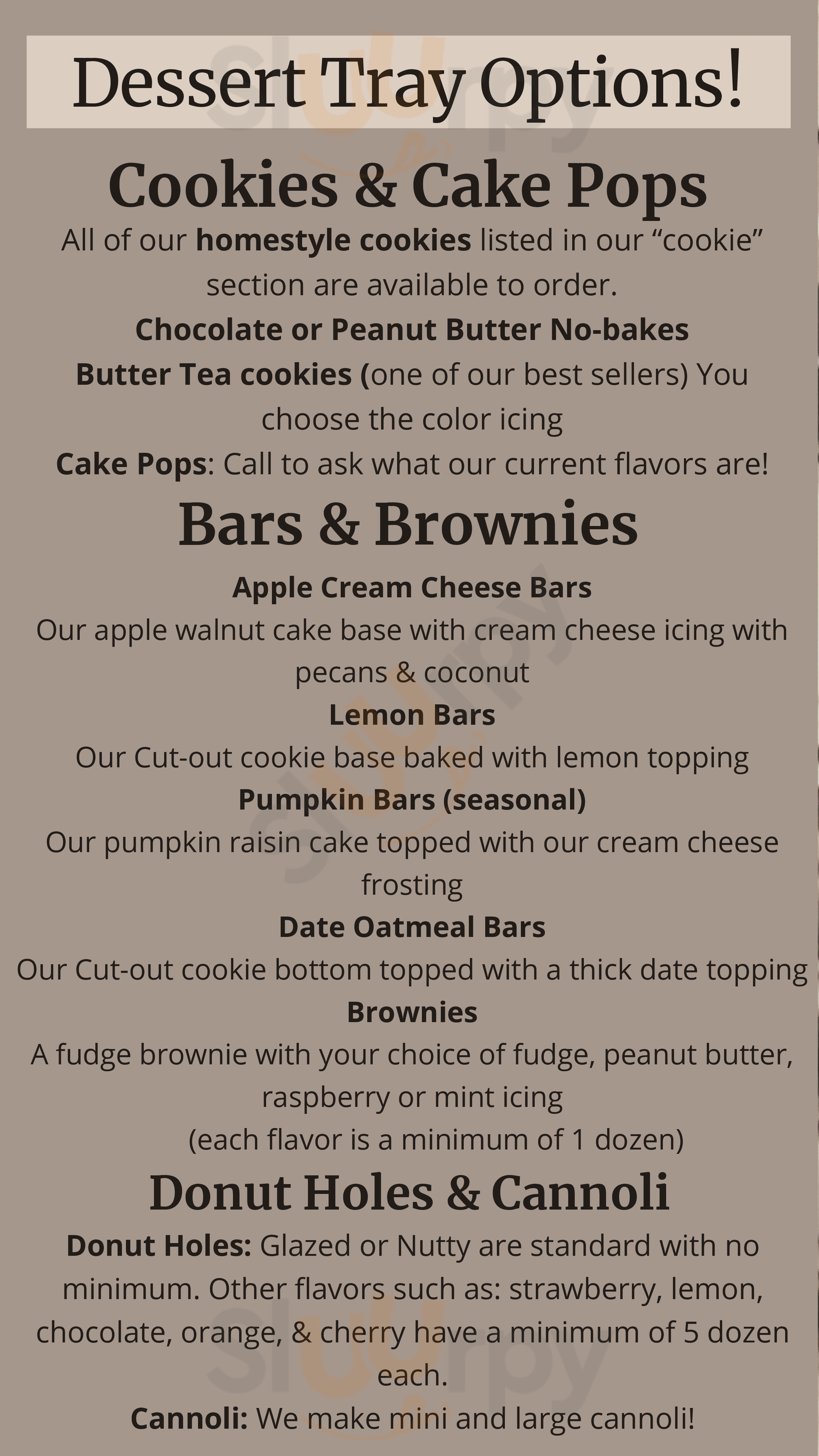 Potters Bakery Traverse City Menu - 1