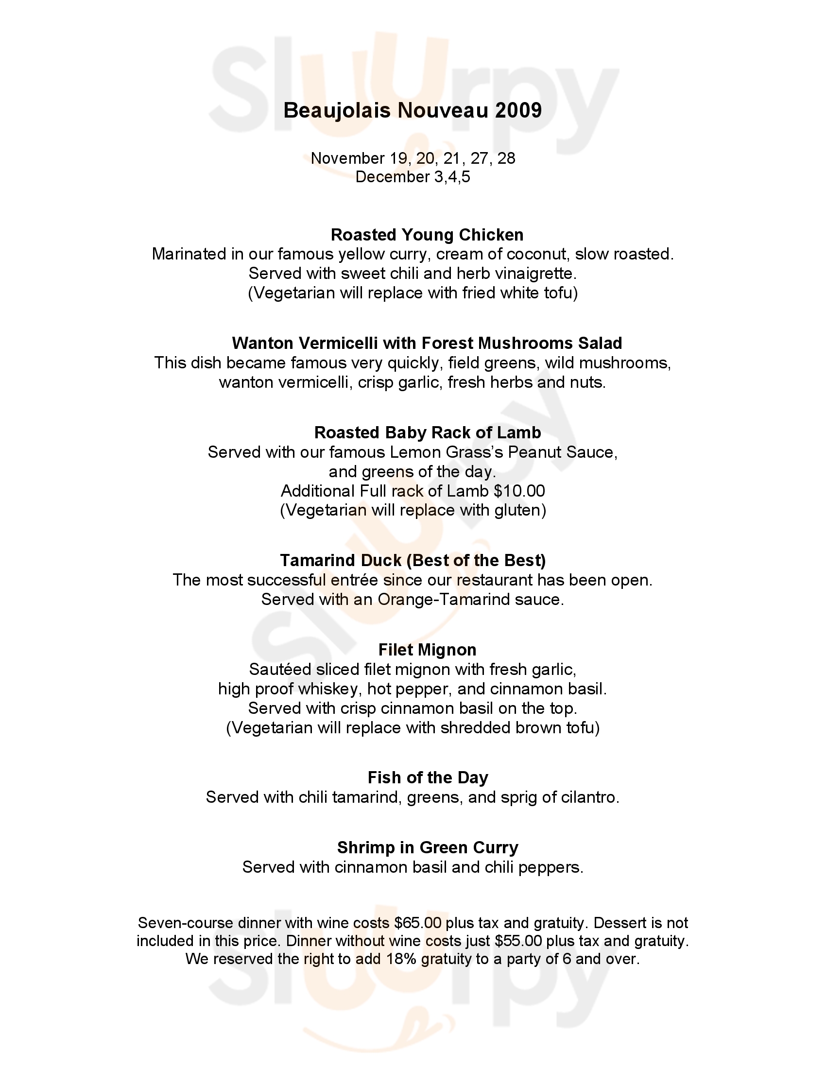 Main Menu - Bistro Elephant