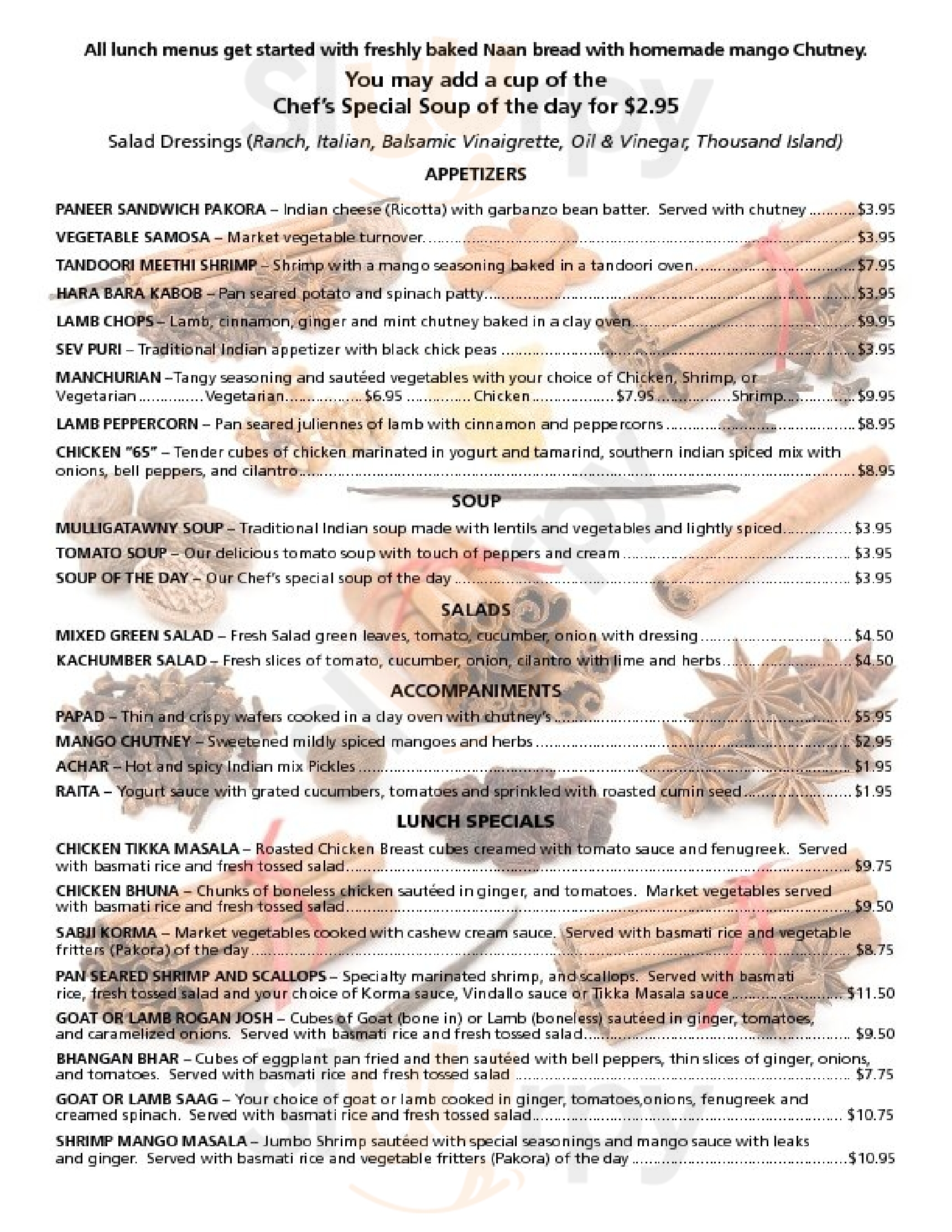 Main Menu - Cinnamon Kitchen