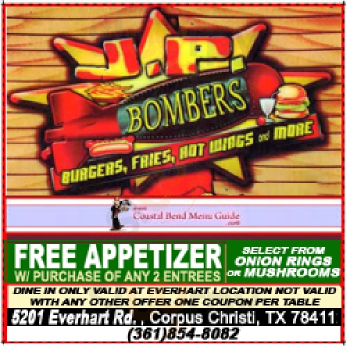 Jp Bombers Corpus Christi Menu - 1