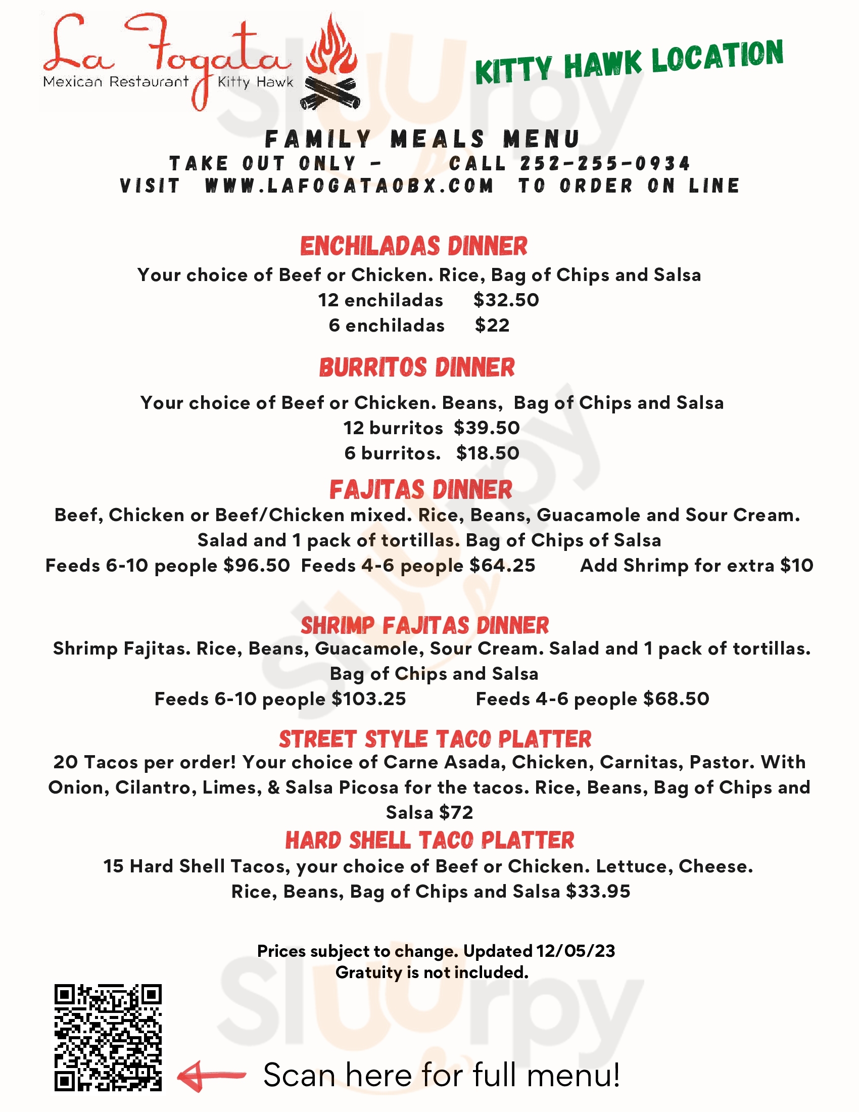 Main Menu - La Fogata Restaurant