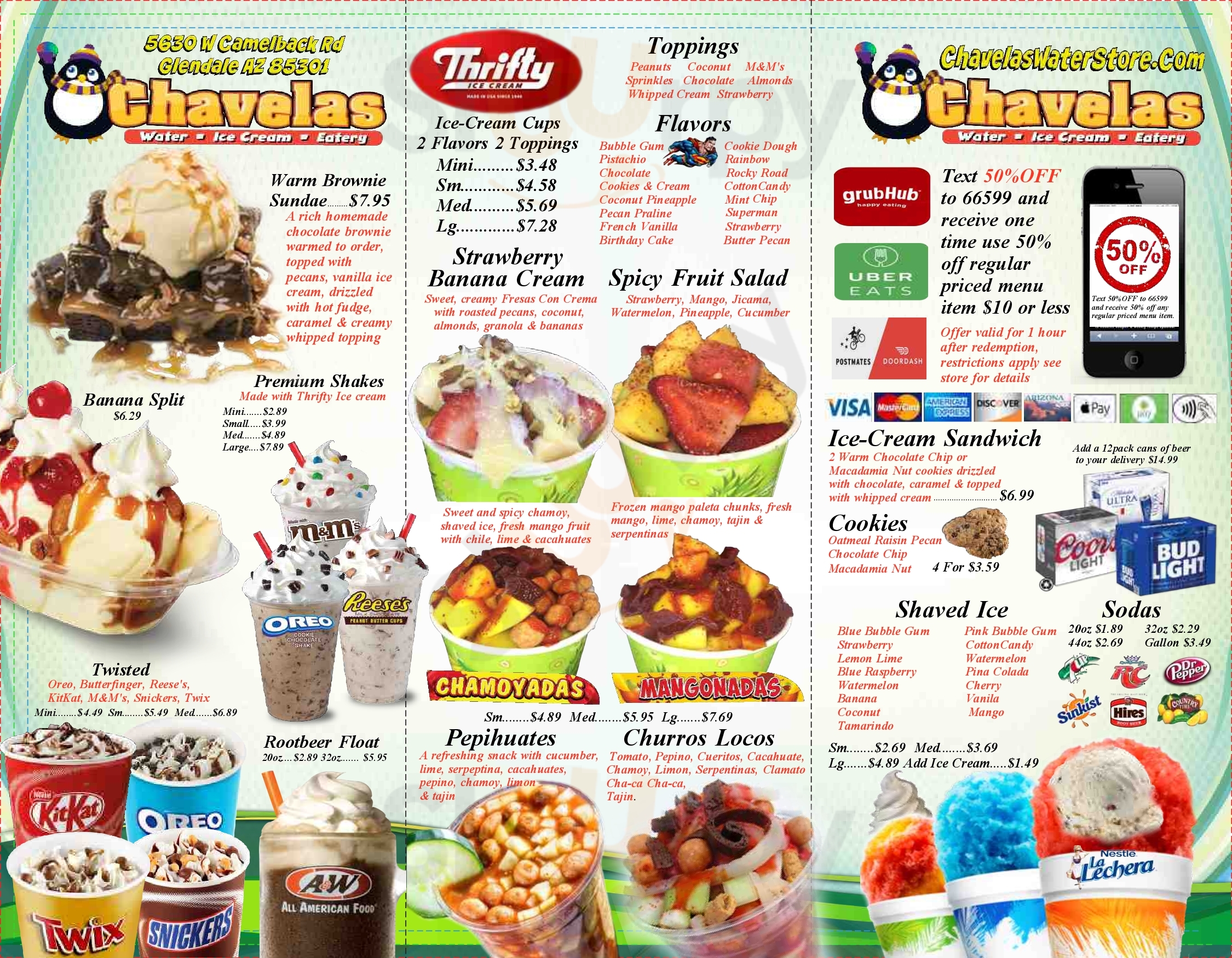 Main Menu - Chavelas Water & Ice Cream Eatery