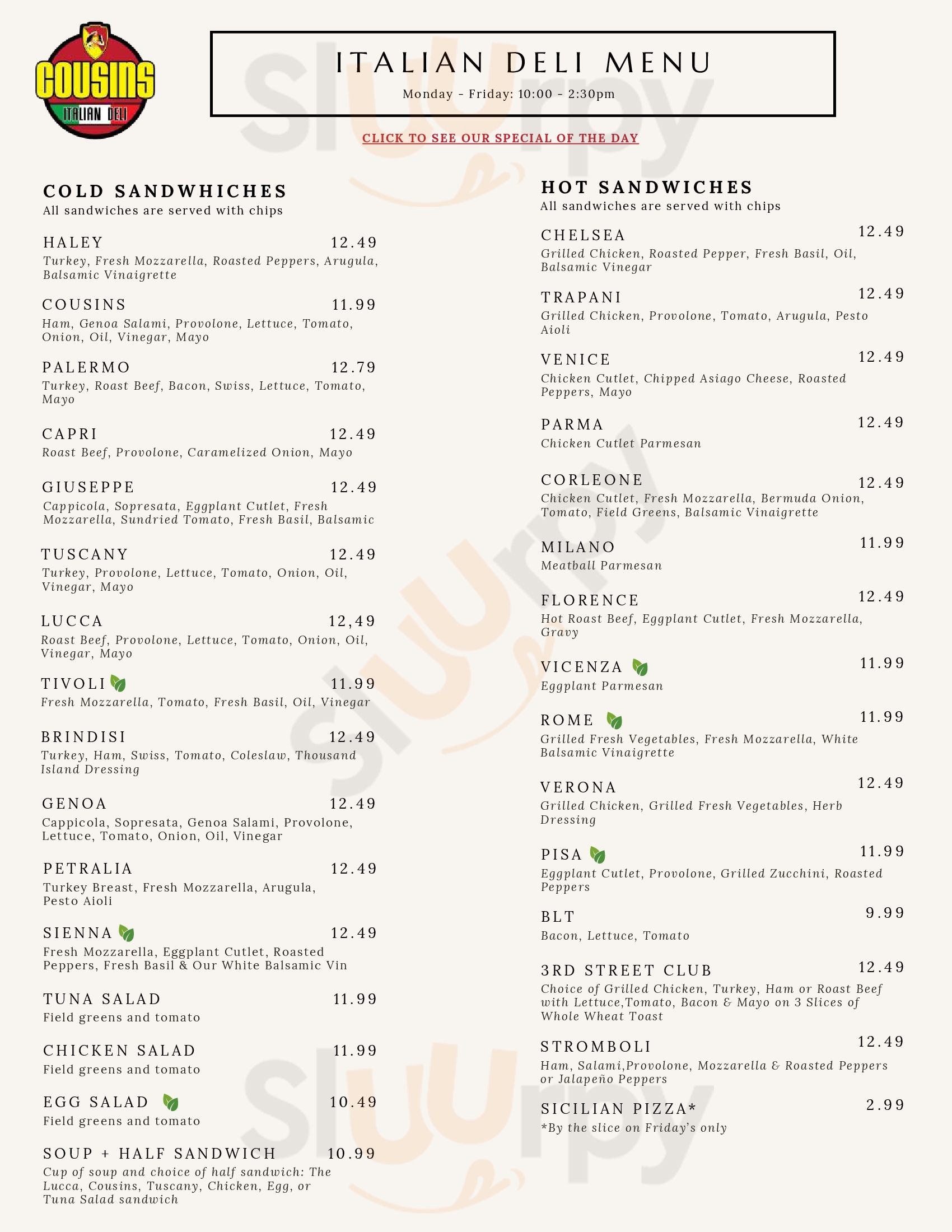 Main Menu - The Bistro