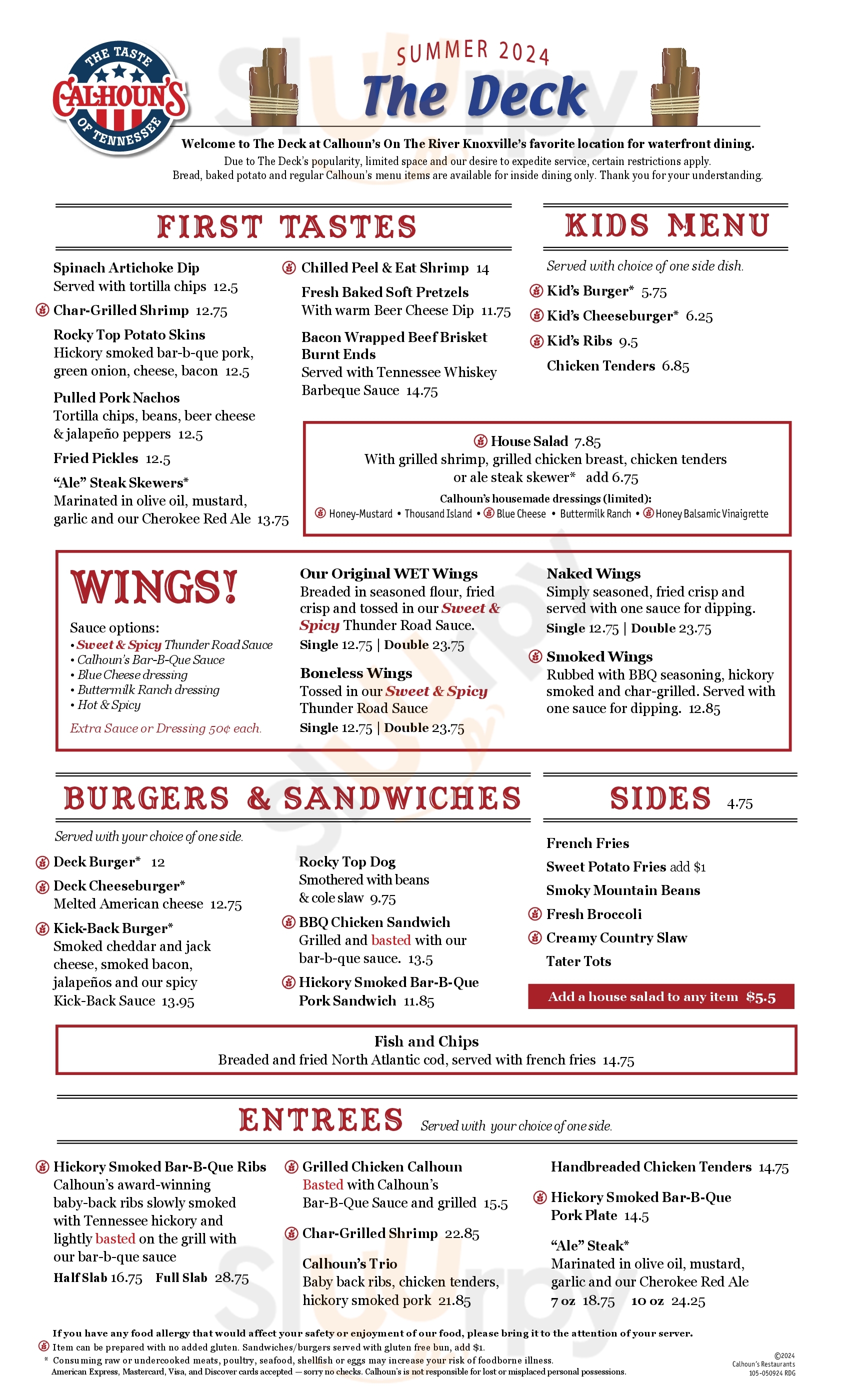 Calhoun's Pigeon Forge Menu - 1