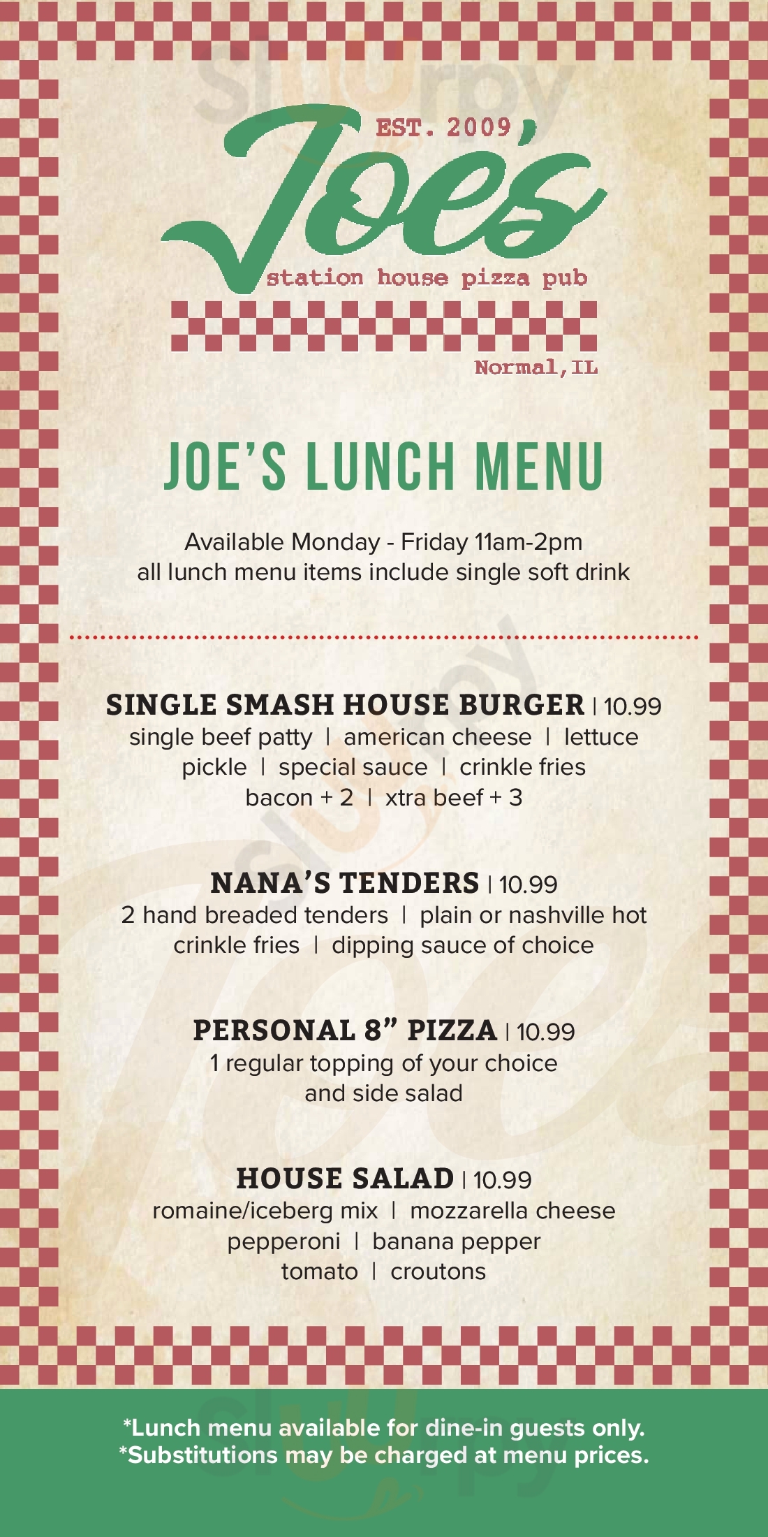 Main Menu - Joe's Pub