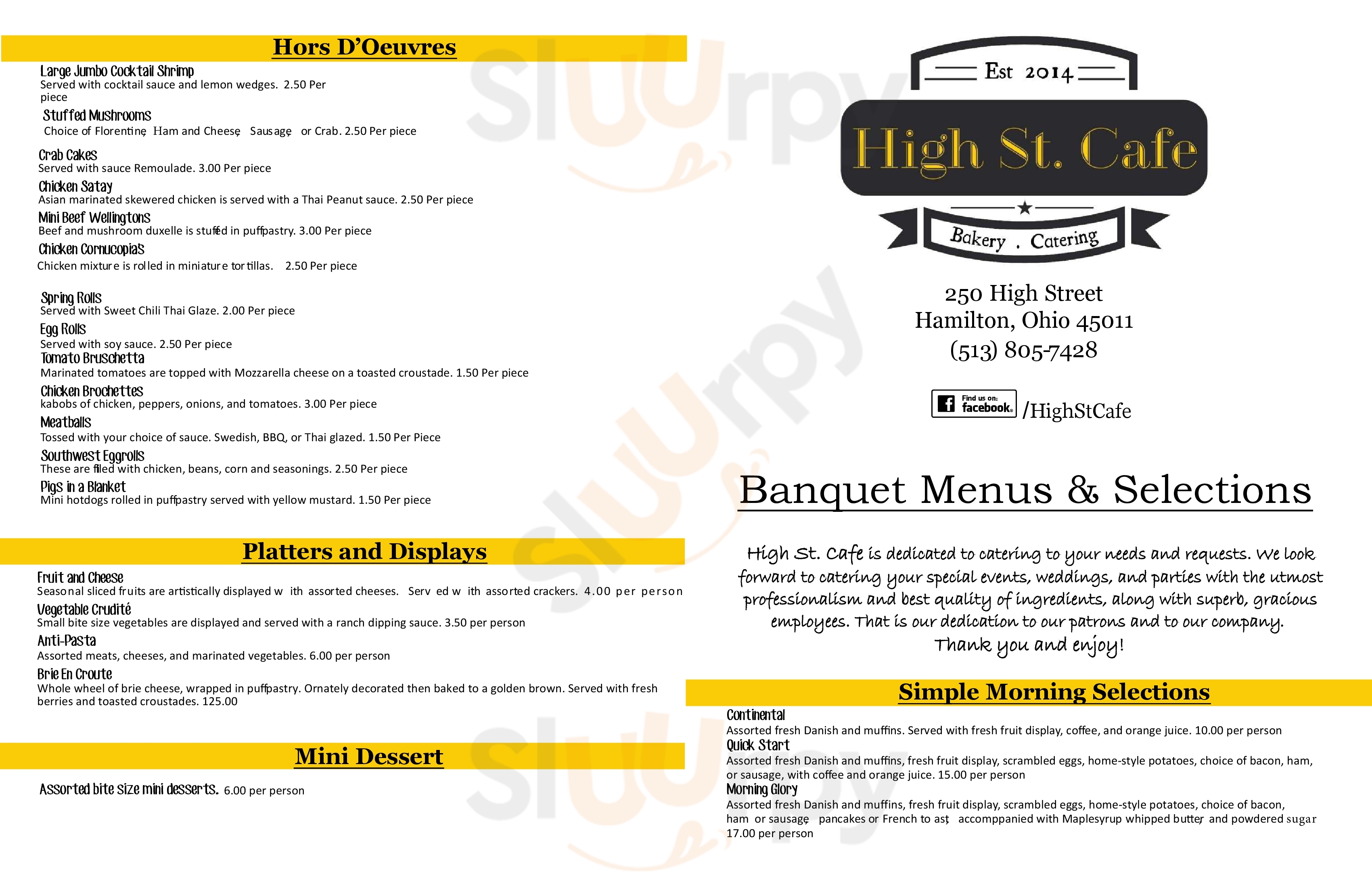Main Menu - High St. Cafe