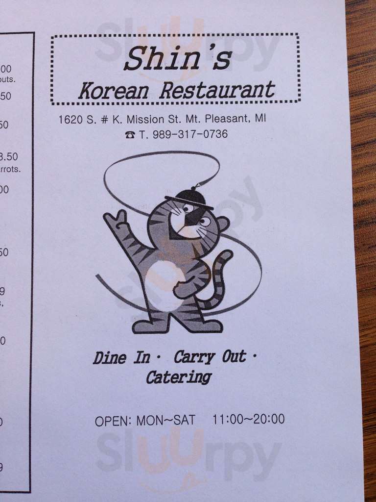 Shin's Korean Restaurant Mount Pleasant Menu - 1