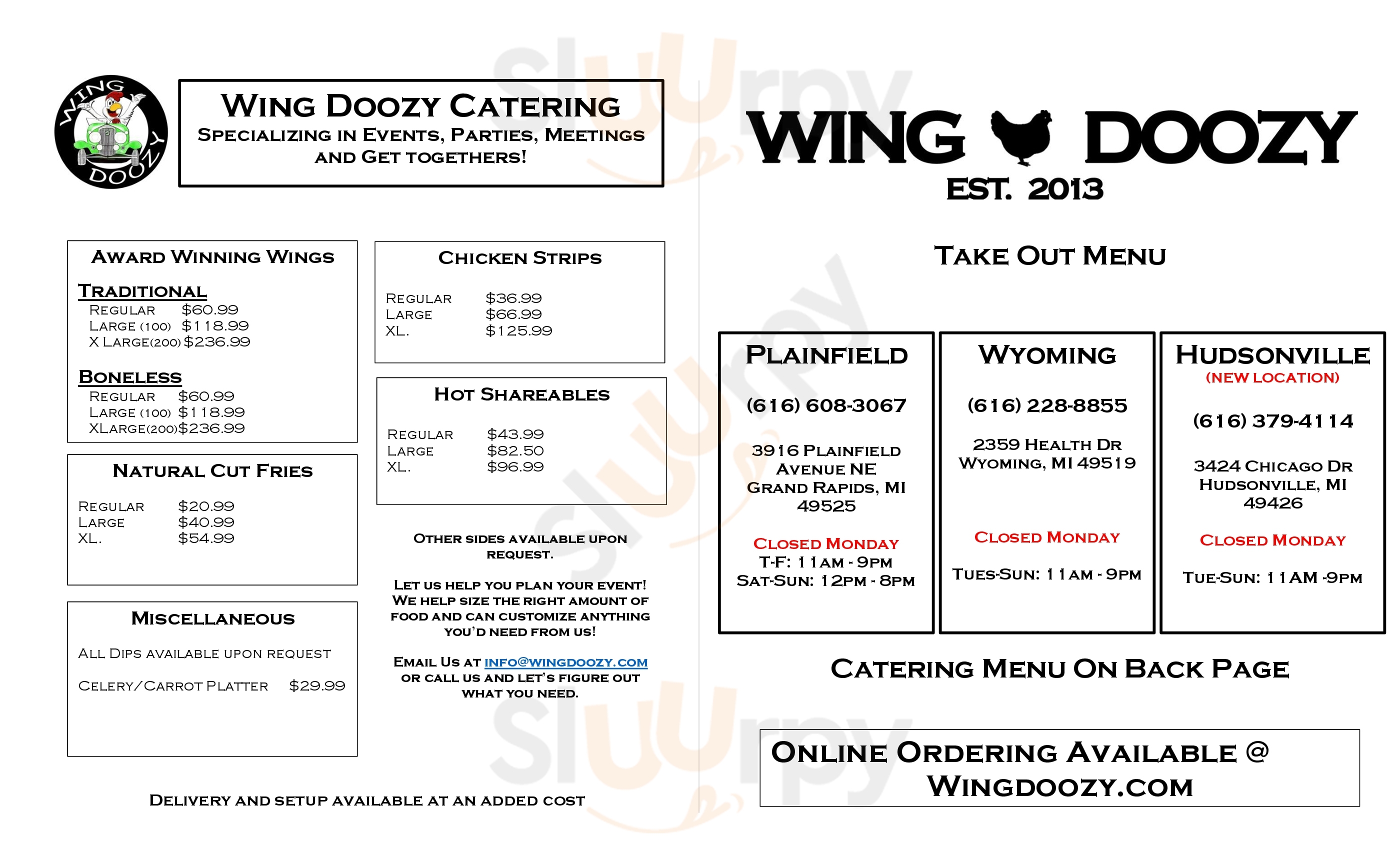Main Menu - Wing Doozy