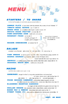 Lake Theater & Cafe menu