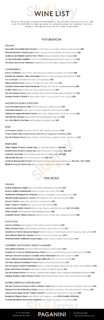 Paganini Ristorante menu