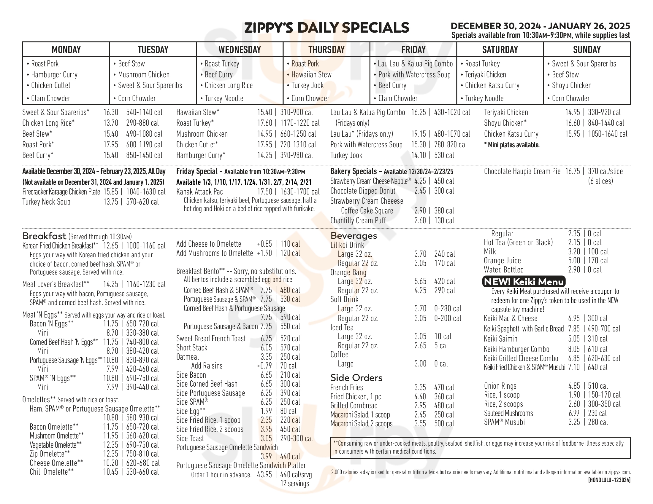Main Menu - Zippy's Restaurant