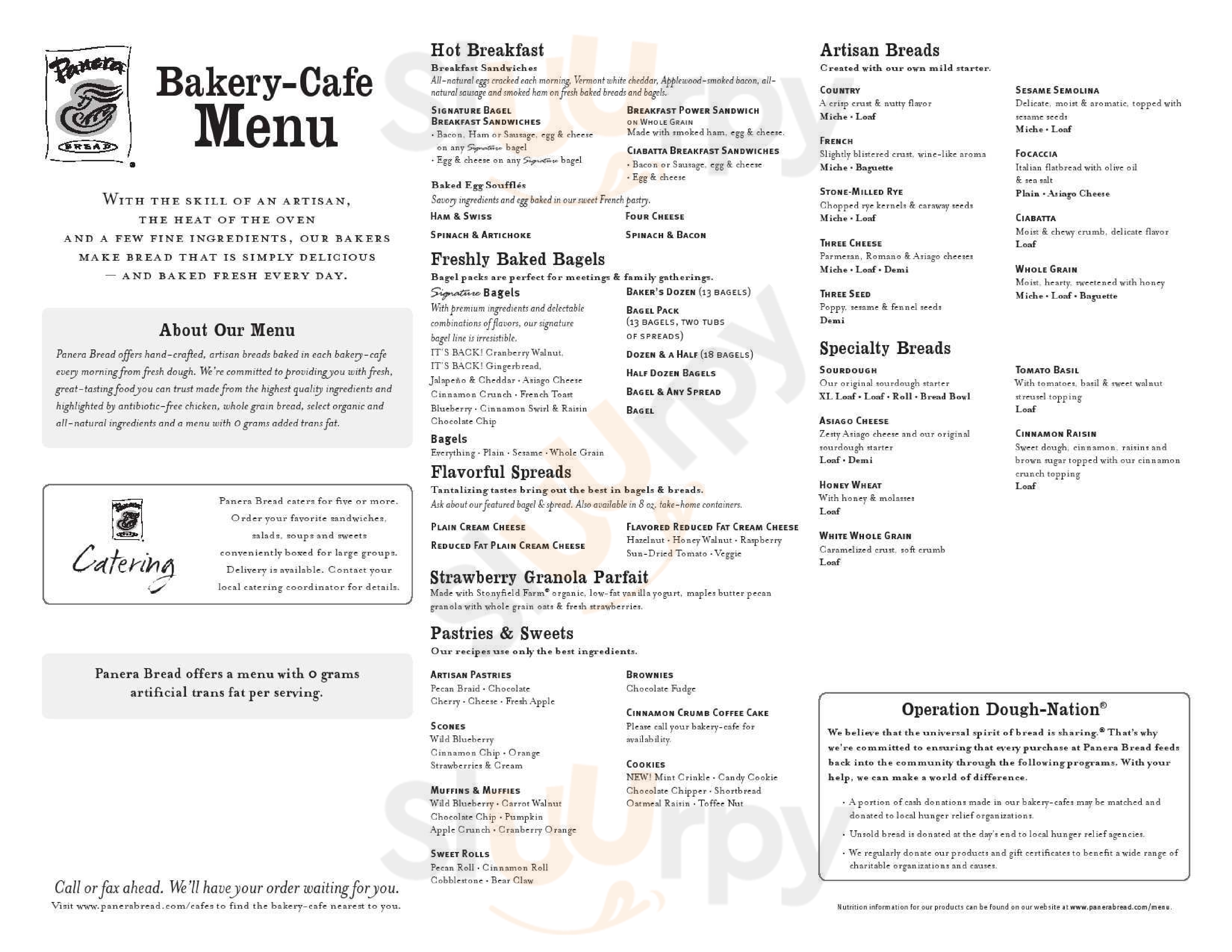 Panera Bread Easton Menu - 1