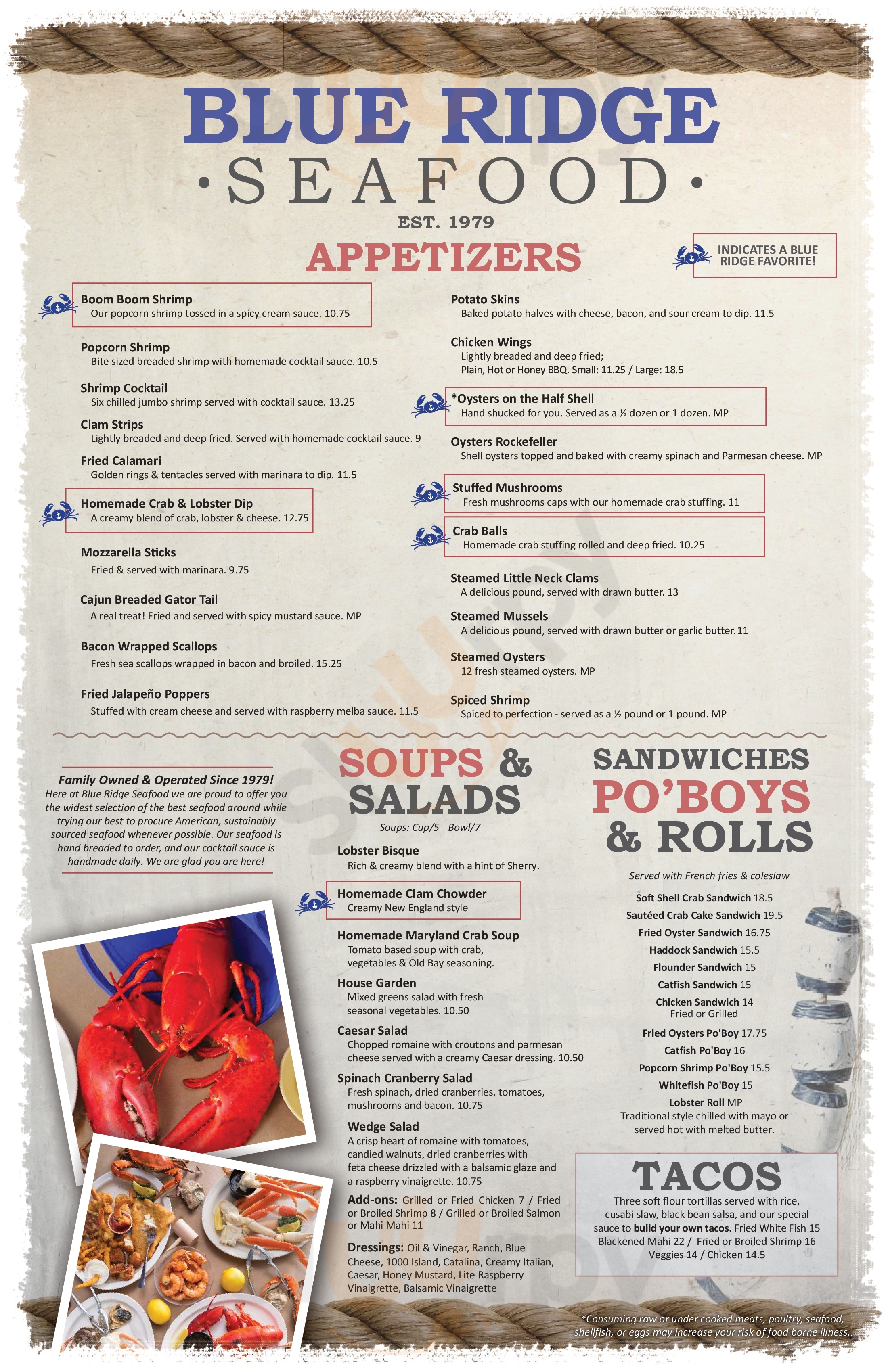 Blue Ridge Seafood Gainesville Menu - 1