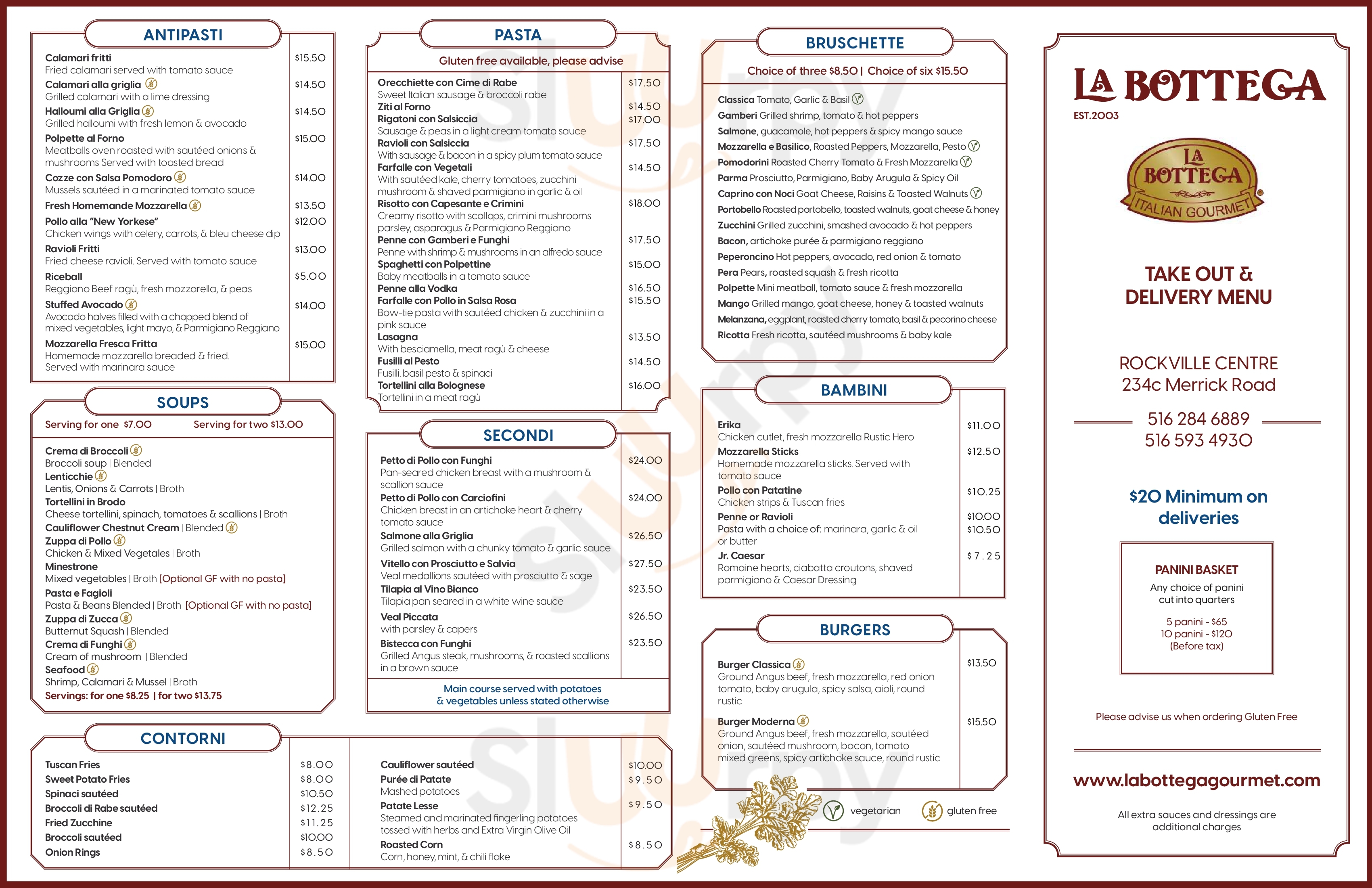 Main Menu - La Bottega