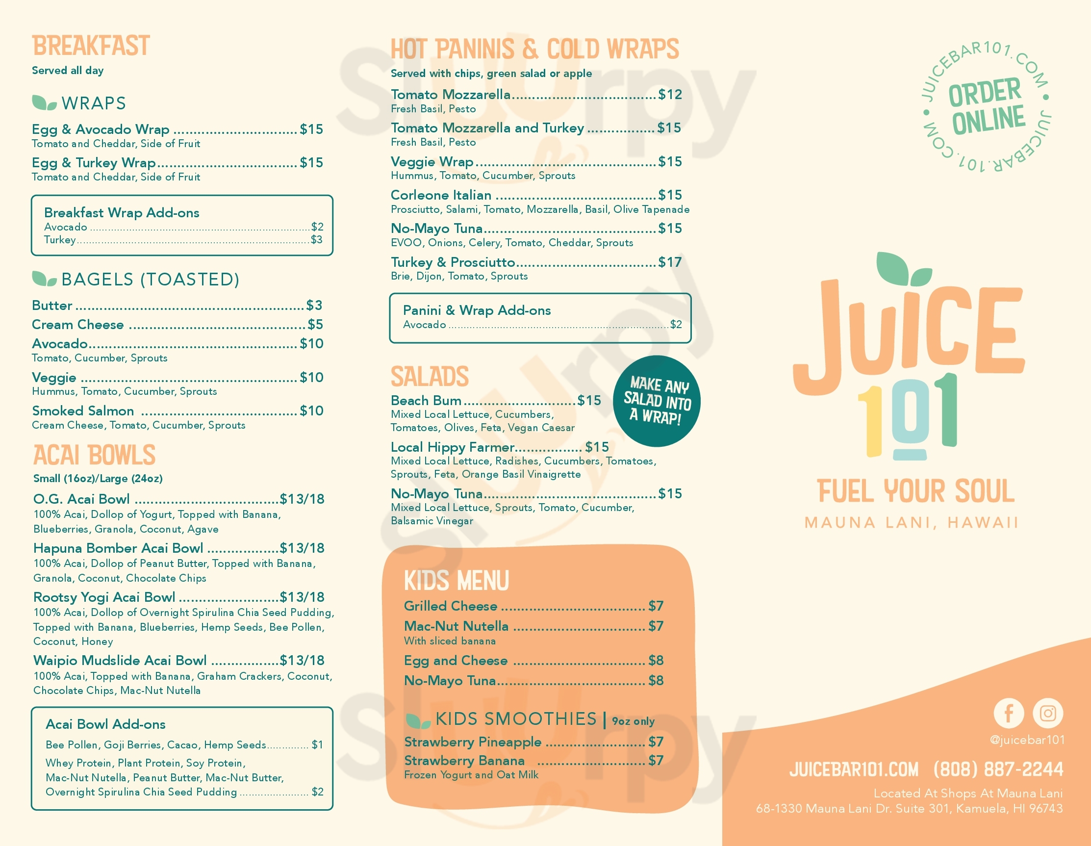 Juice 101 Kohala Coast Menu - 1