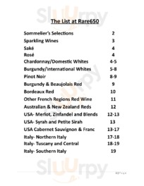 Rare 650 menu