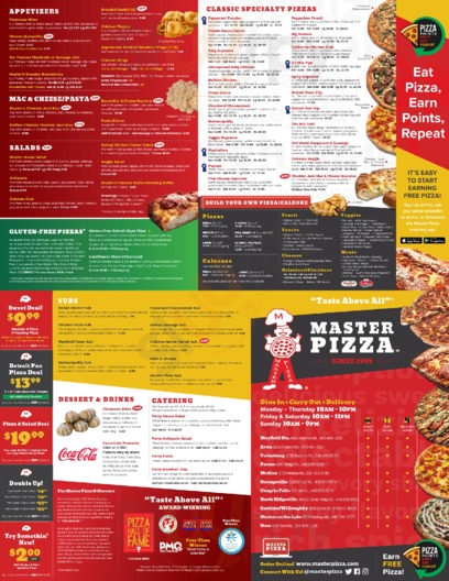 Master Pizza Painesville menu