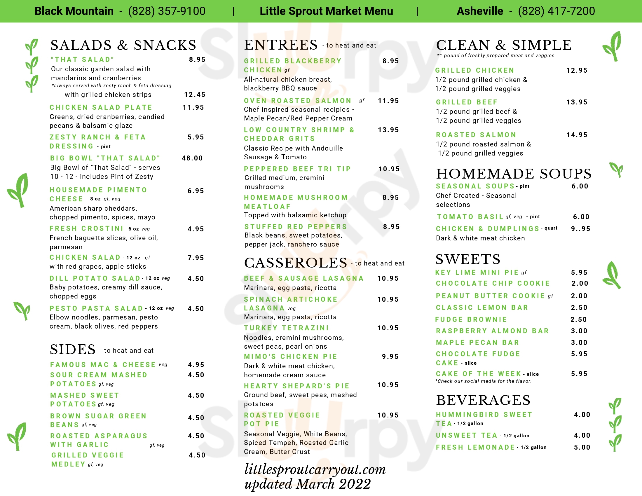 Little Sprout Carryout Black Mountain Black Mountain Menu - 1