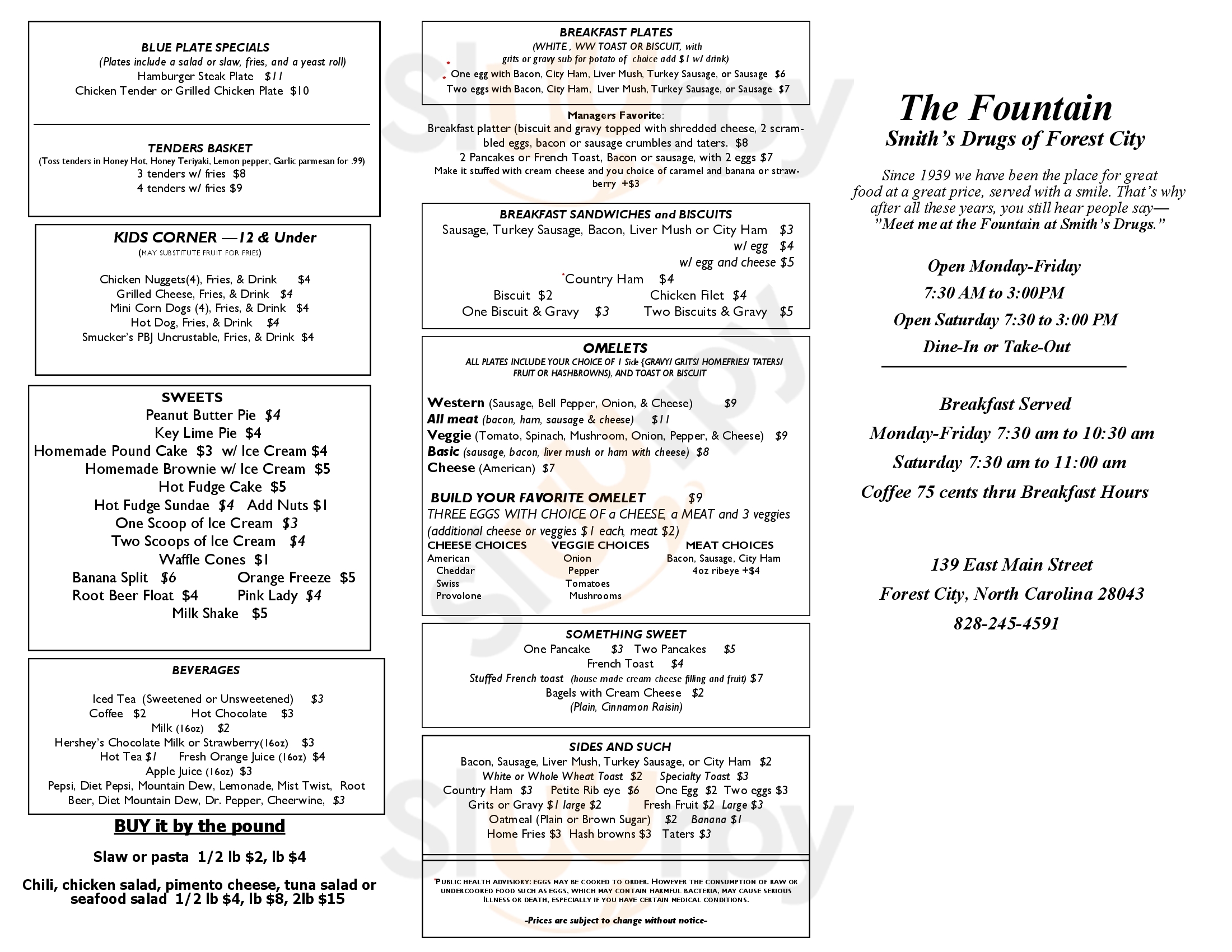 Smith's Forest City Menu - 1