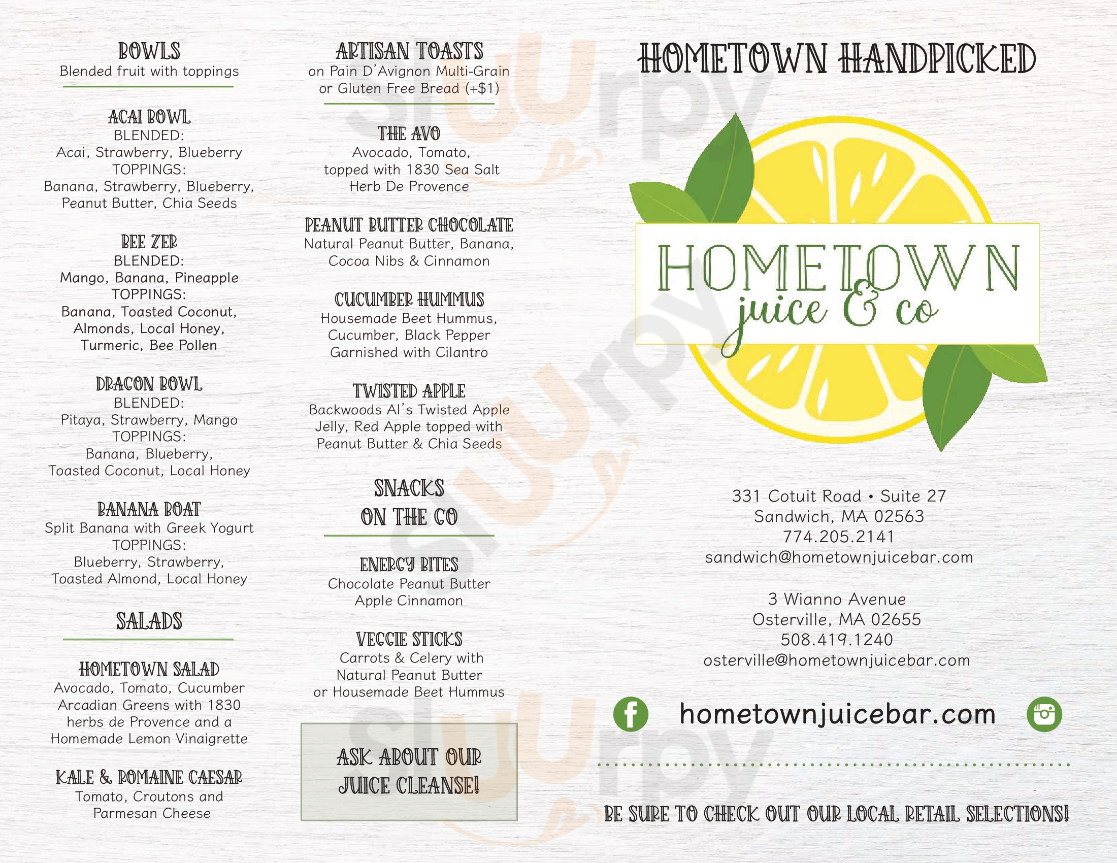 Main Menu - Home Town Juice & Co