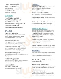 Foggy Rock Eatery And Pub menu