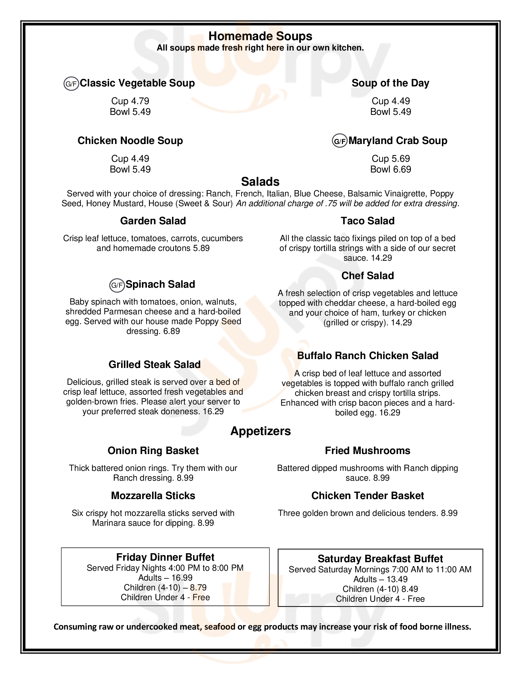 Main Menu - The Casselman Cafe Bakery