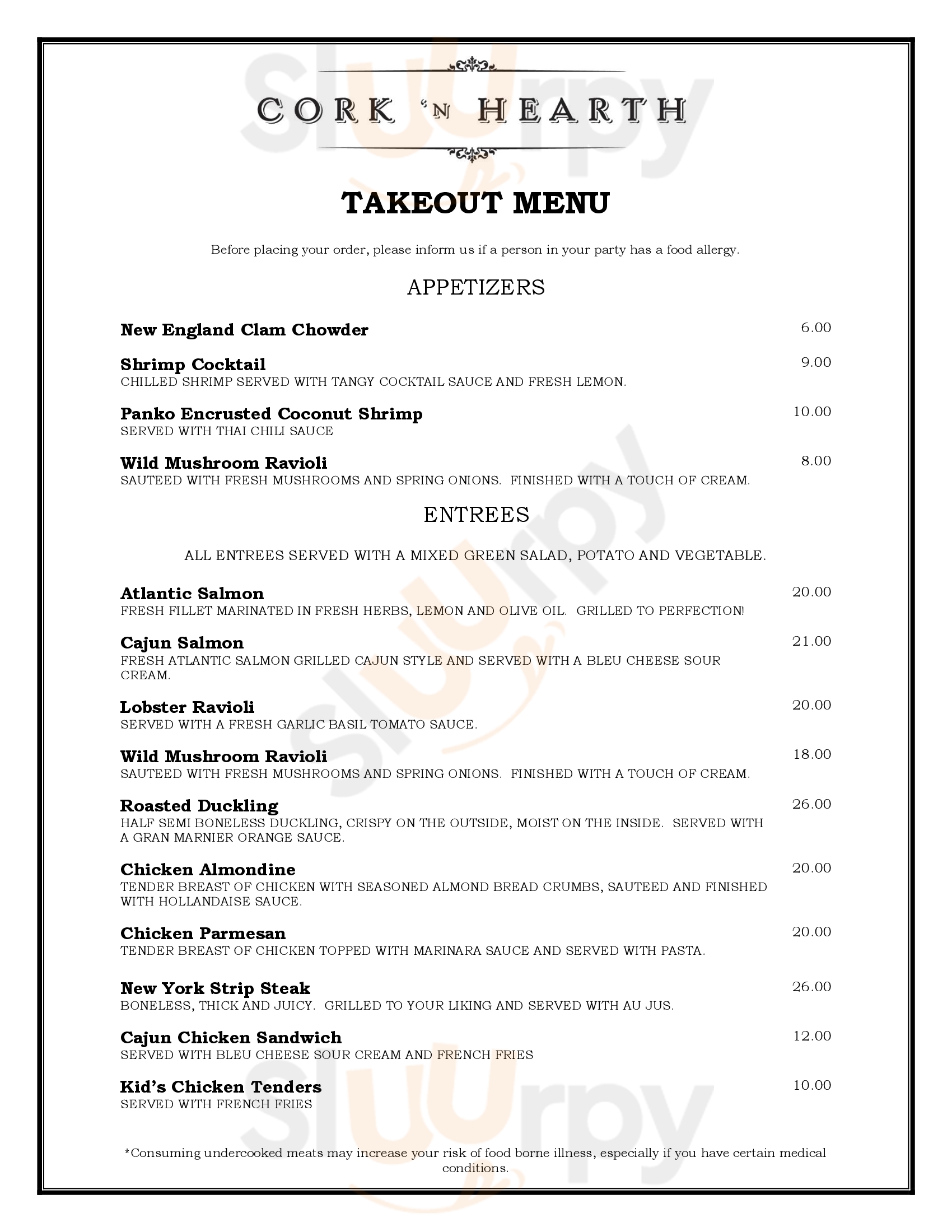 Cork 'n Hearth Lee Menu - 1