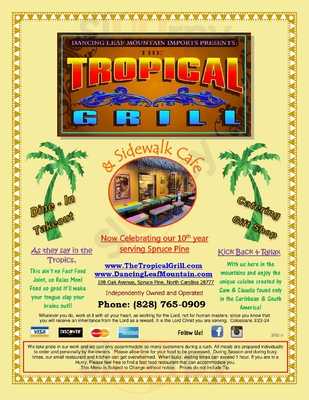 The Tropical Grill menu