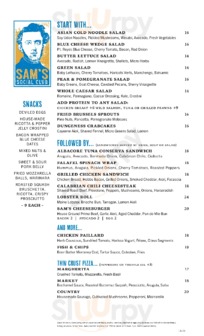 Sam's Social Club menu
