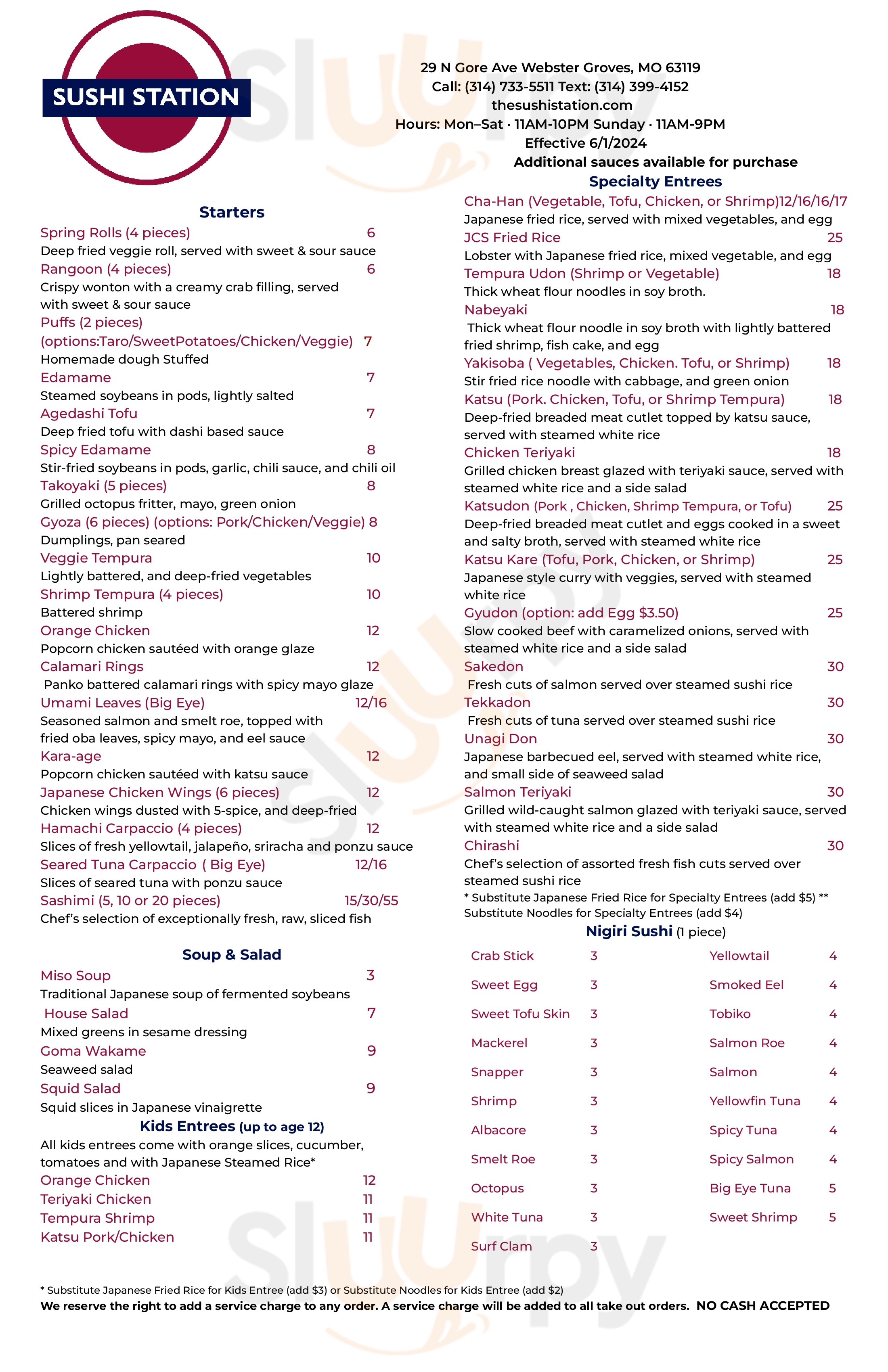 Main Menu - The Sushi Station