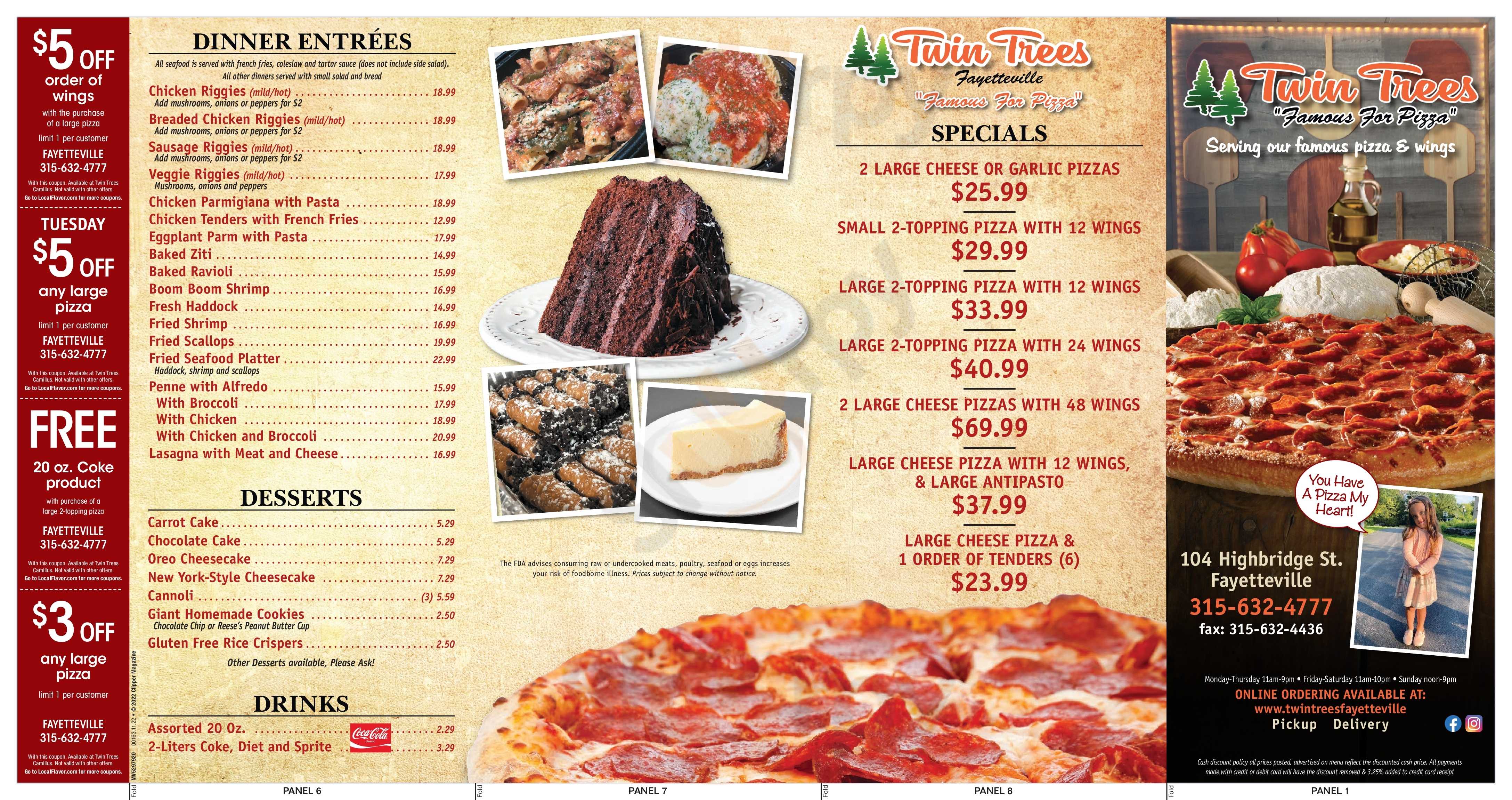 Main Menu - Twin Trees Fayetteville