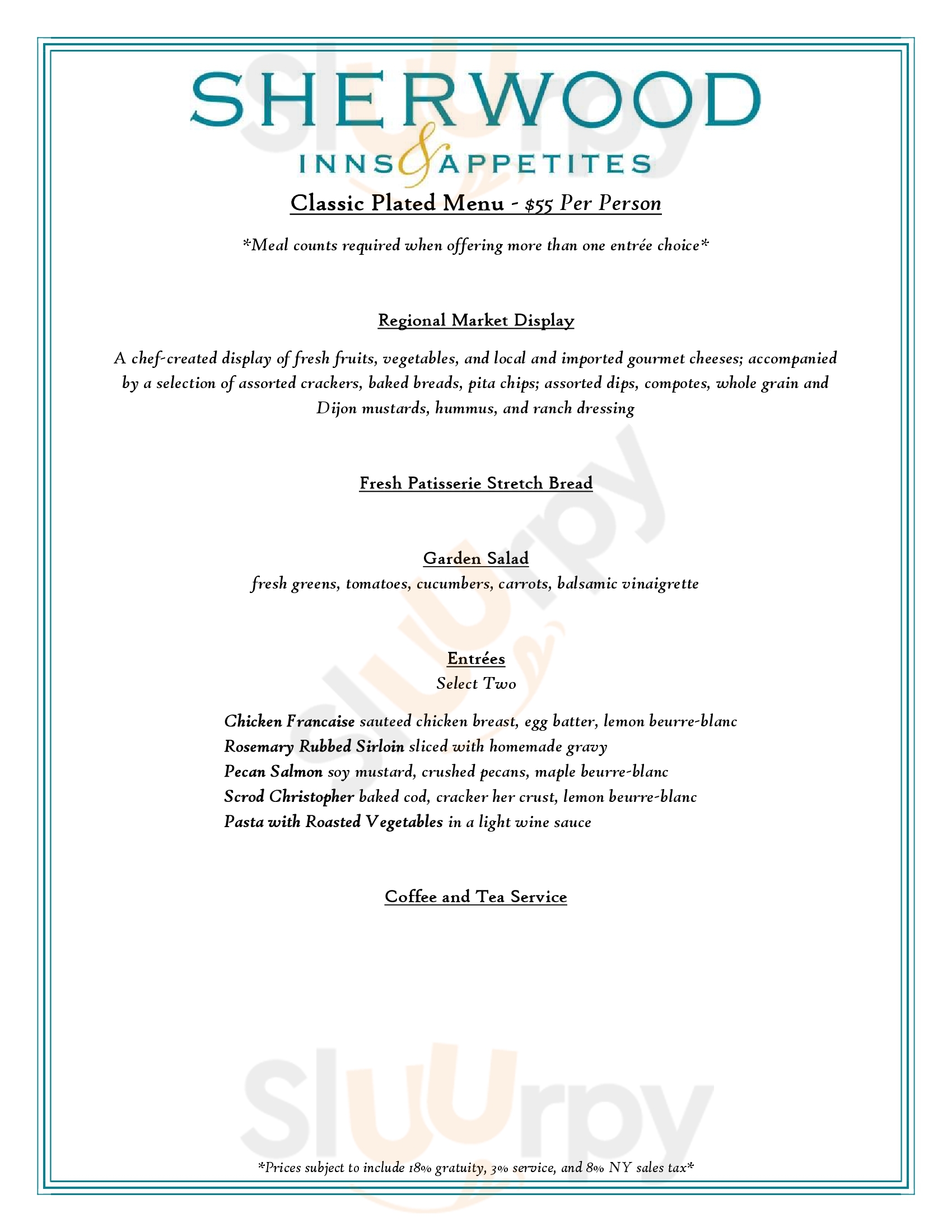 Main Menu - Sherwood Inn
