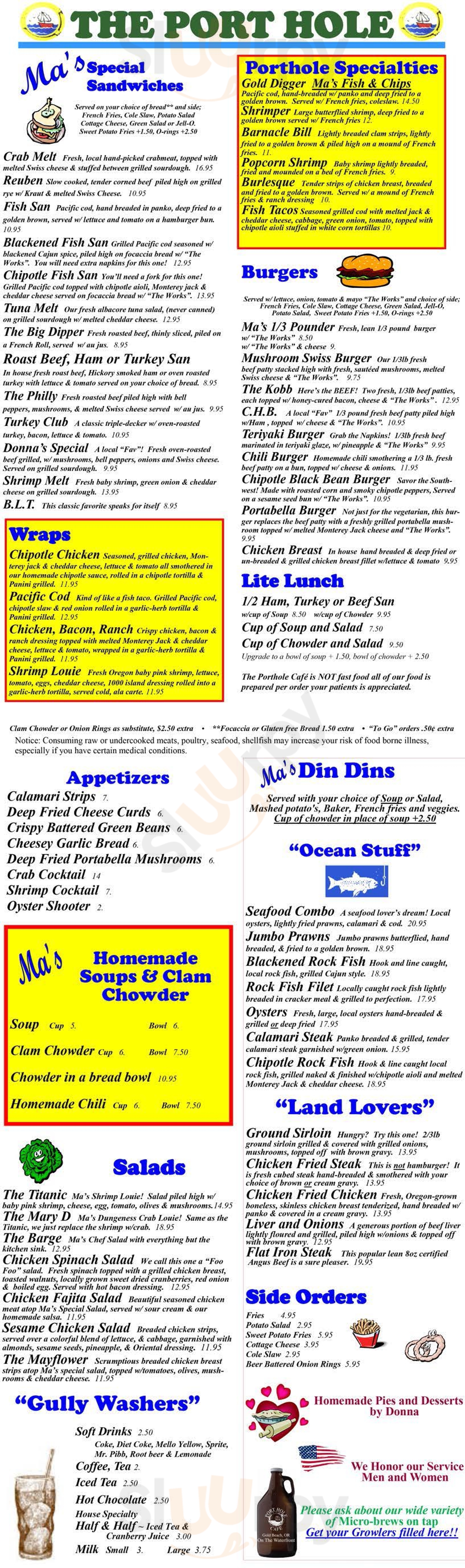 Port Hole Cafe Gold Beach Menu - 1