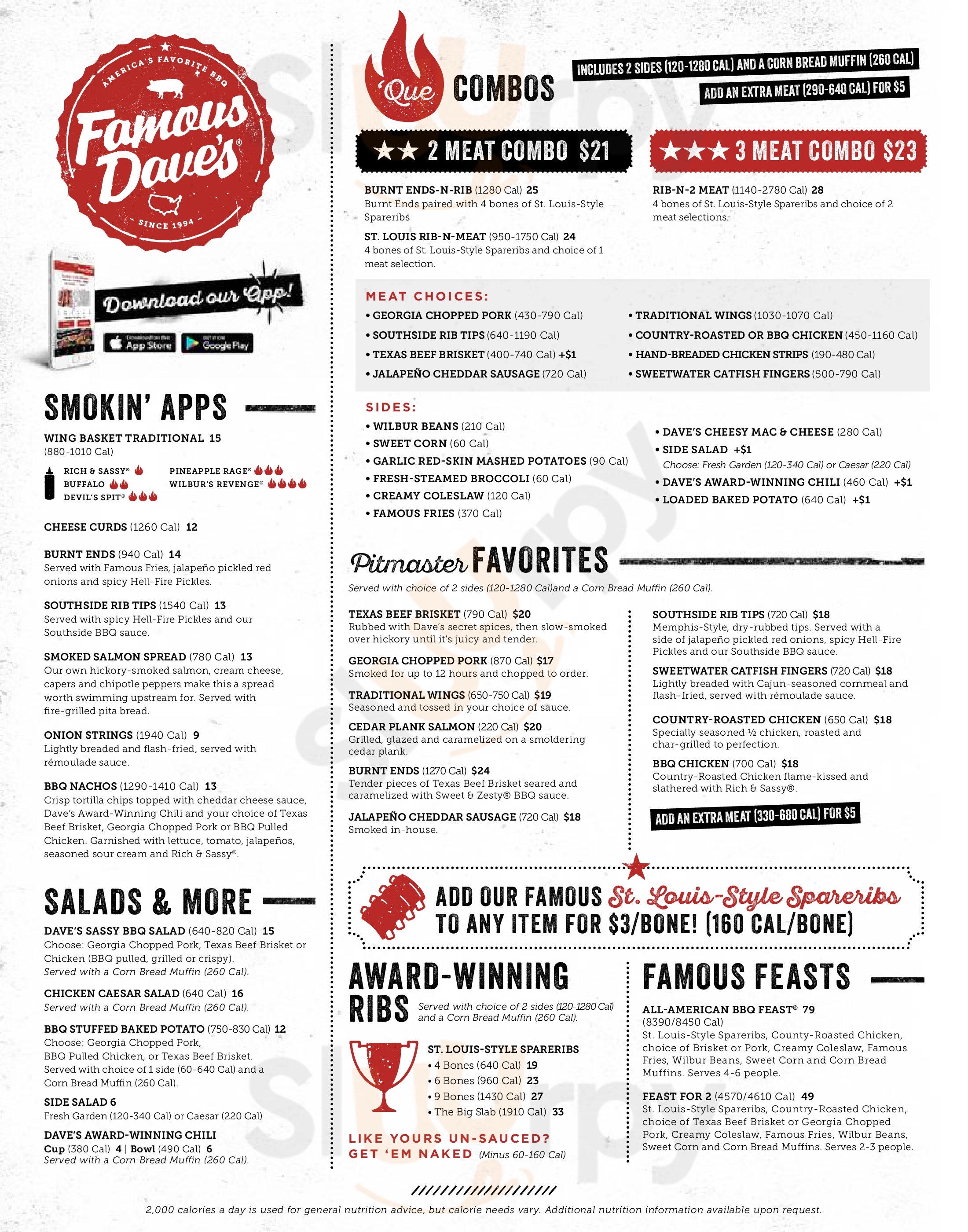 Famous Dave's Hollister Menu - 1