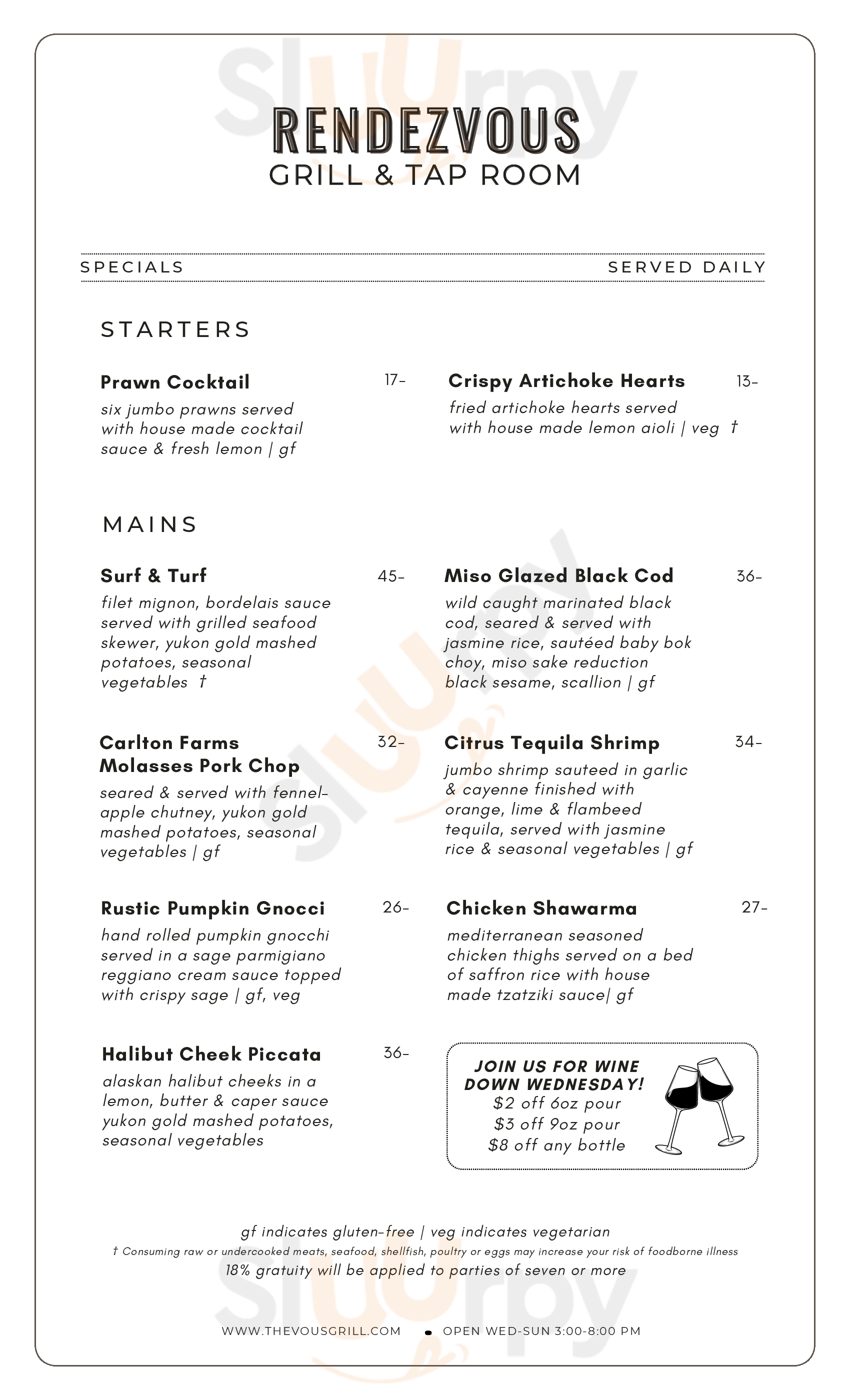 Main Menu - Rendezvous Grill