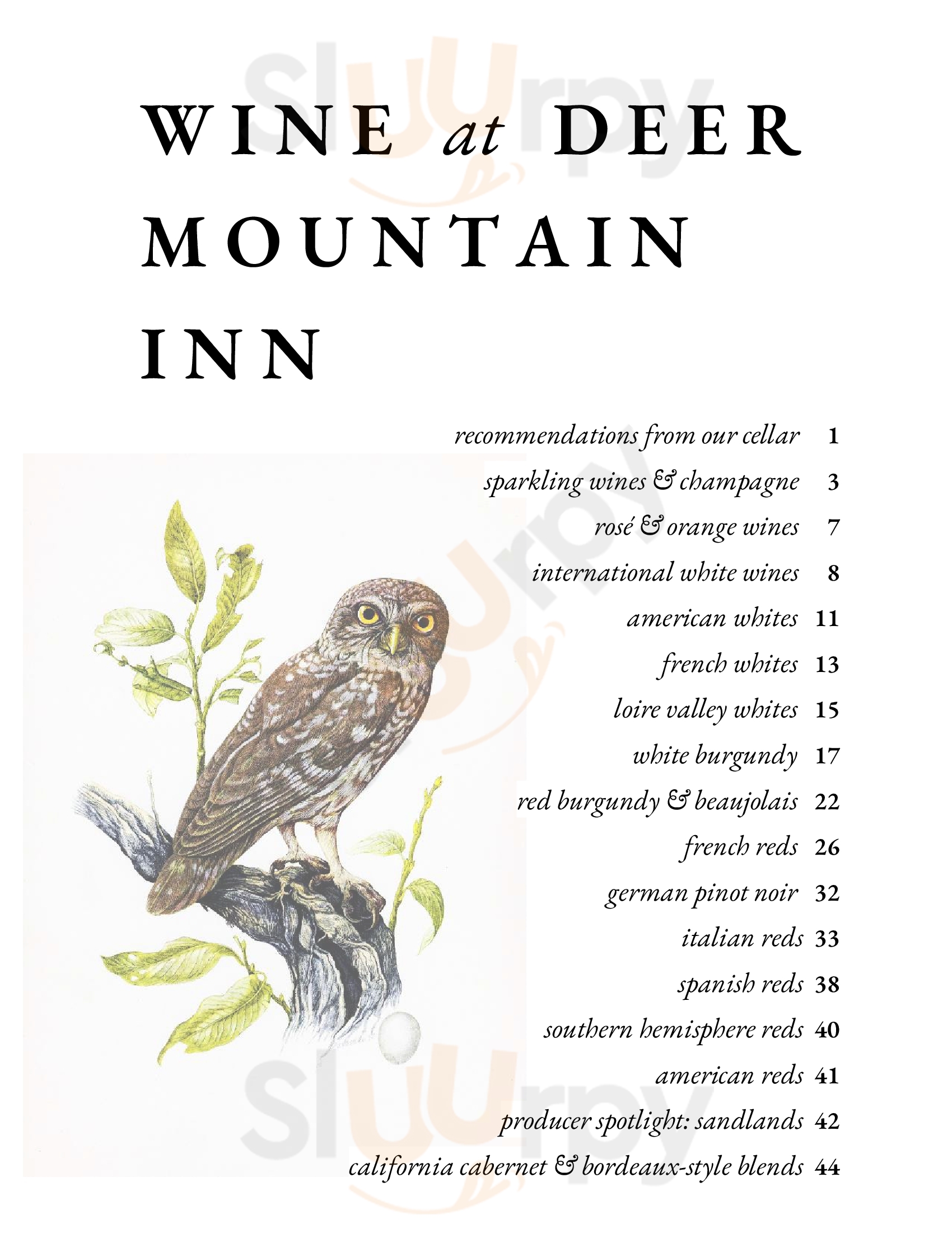 Deer Mountain Inn Tannersville Menu - 1