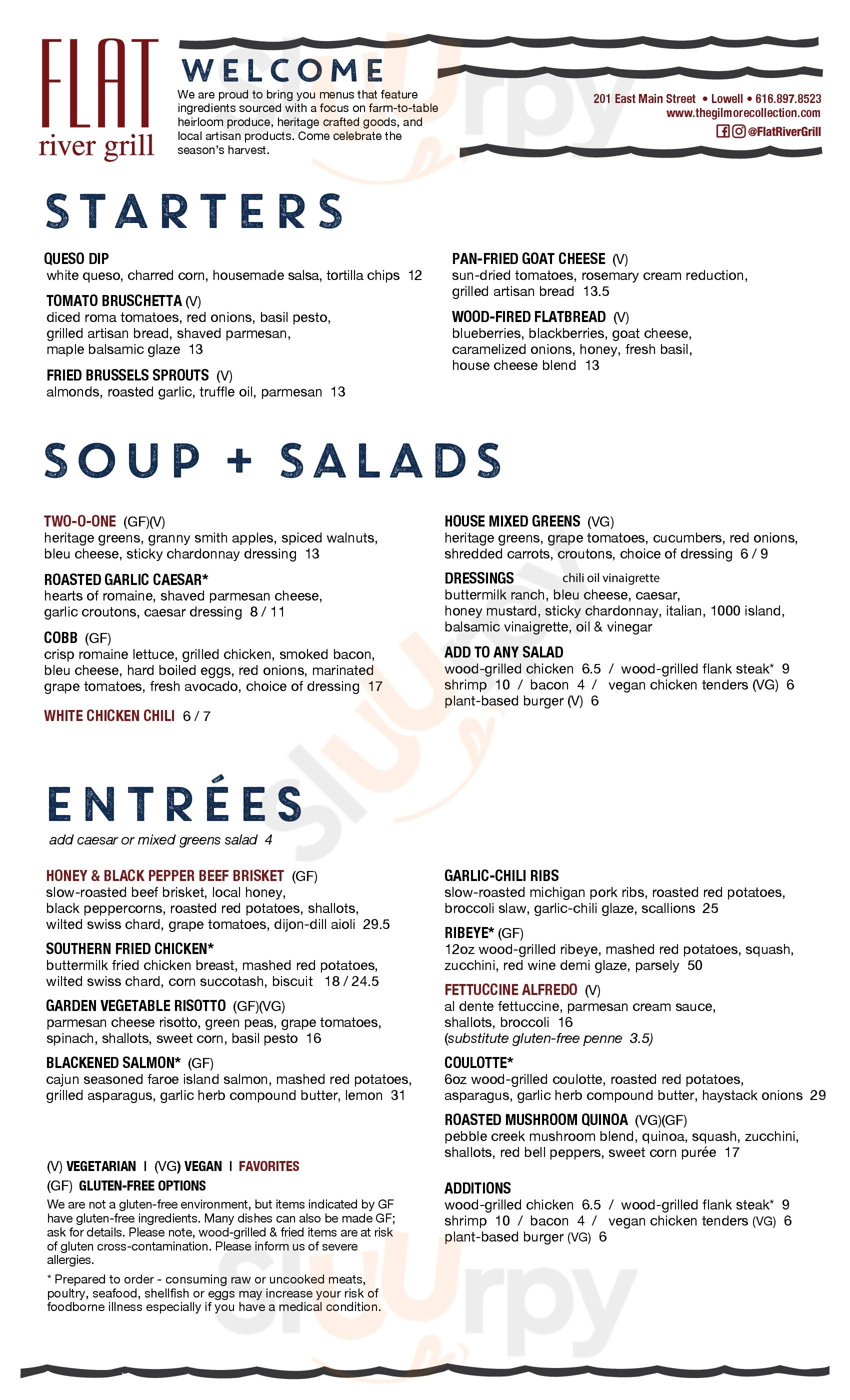 Flat River Grill Lowell Menu - 1