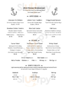 1820 House menu