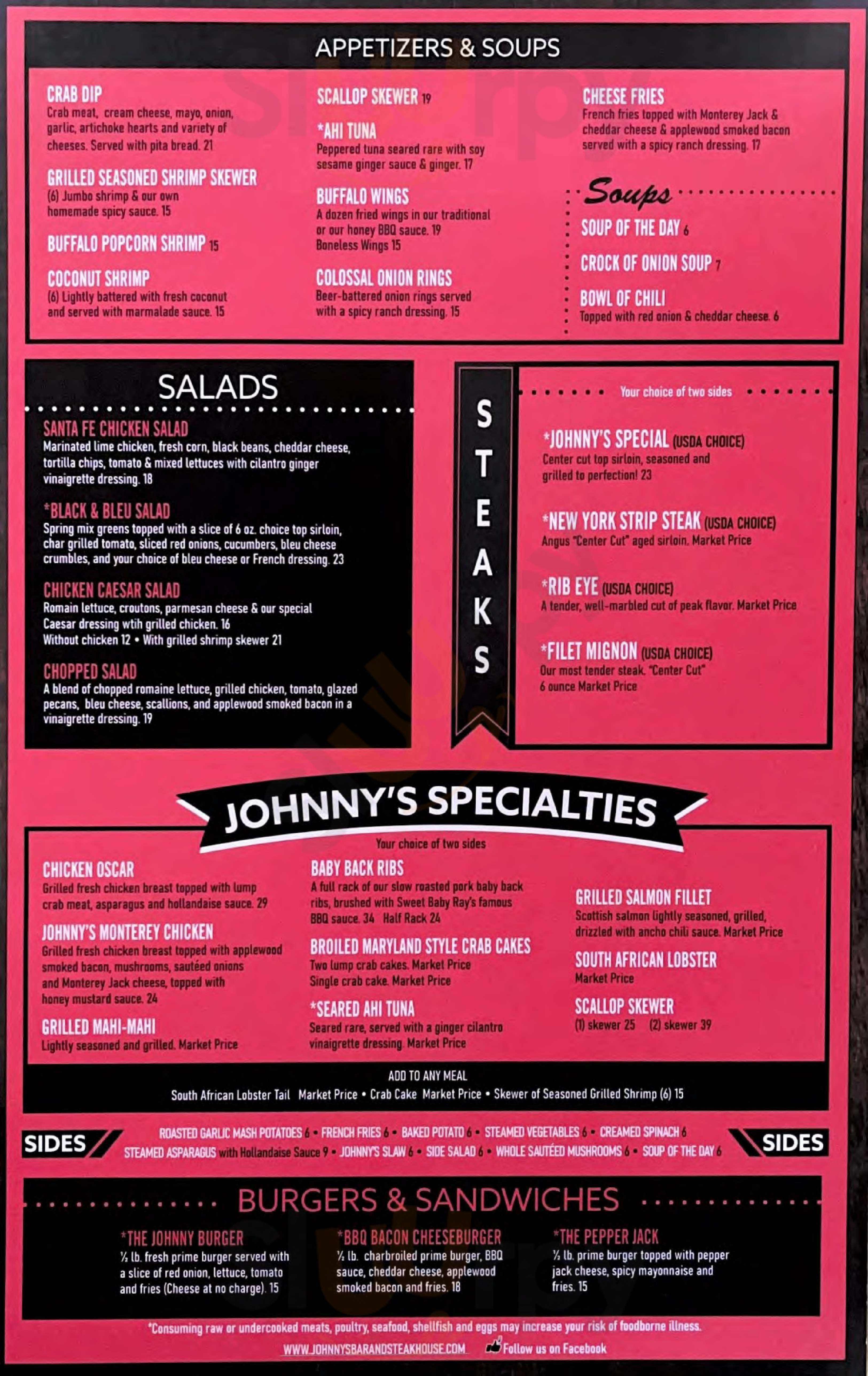Johnny's Bar And Steakhouse Denver Menu - 1