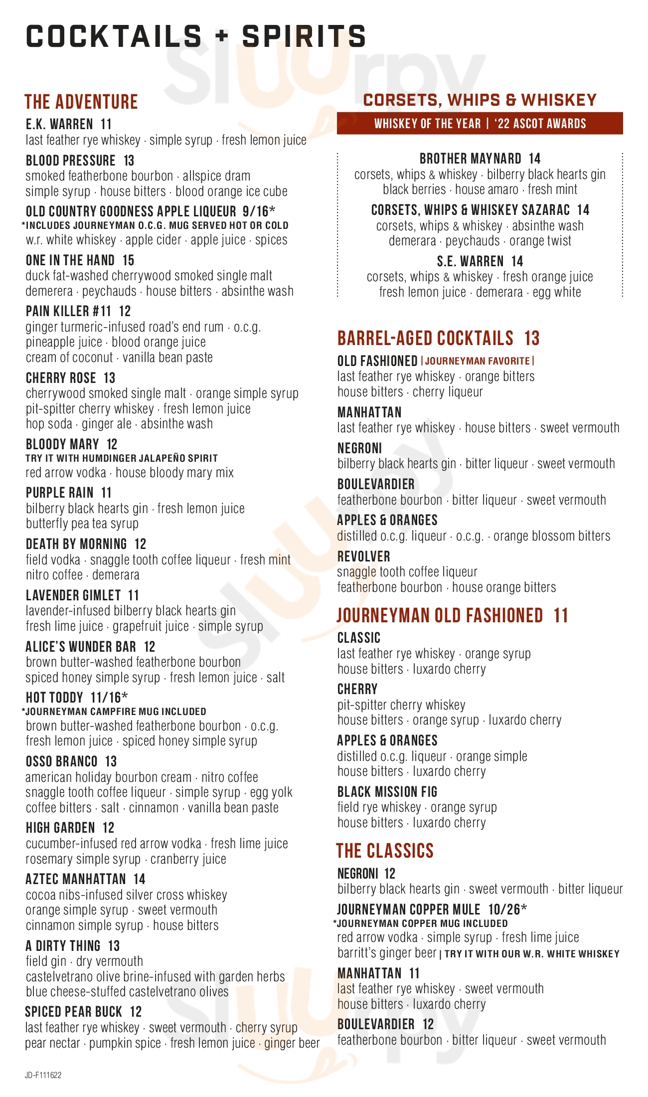 Main Menu - Journeyman Distillery