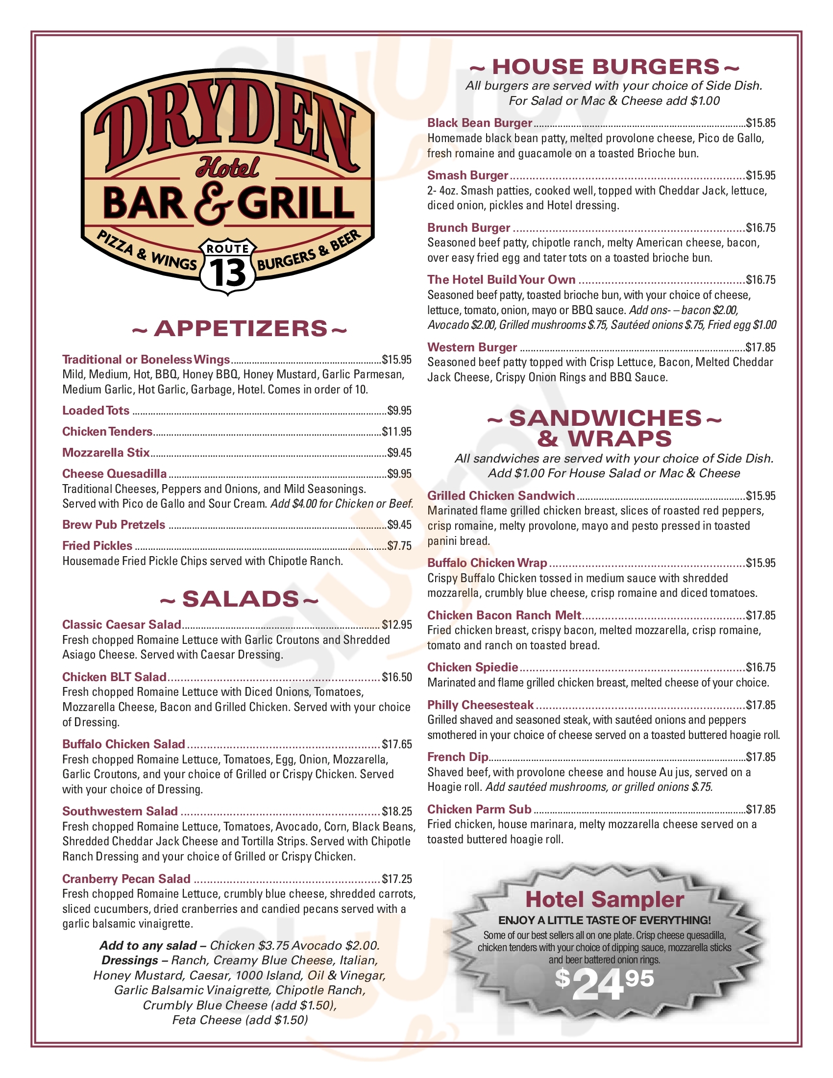 The Dryden Hotel Dryden Menu - 1