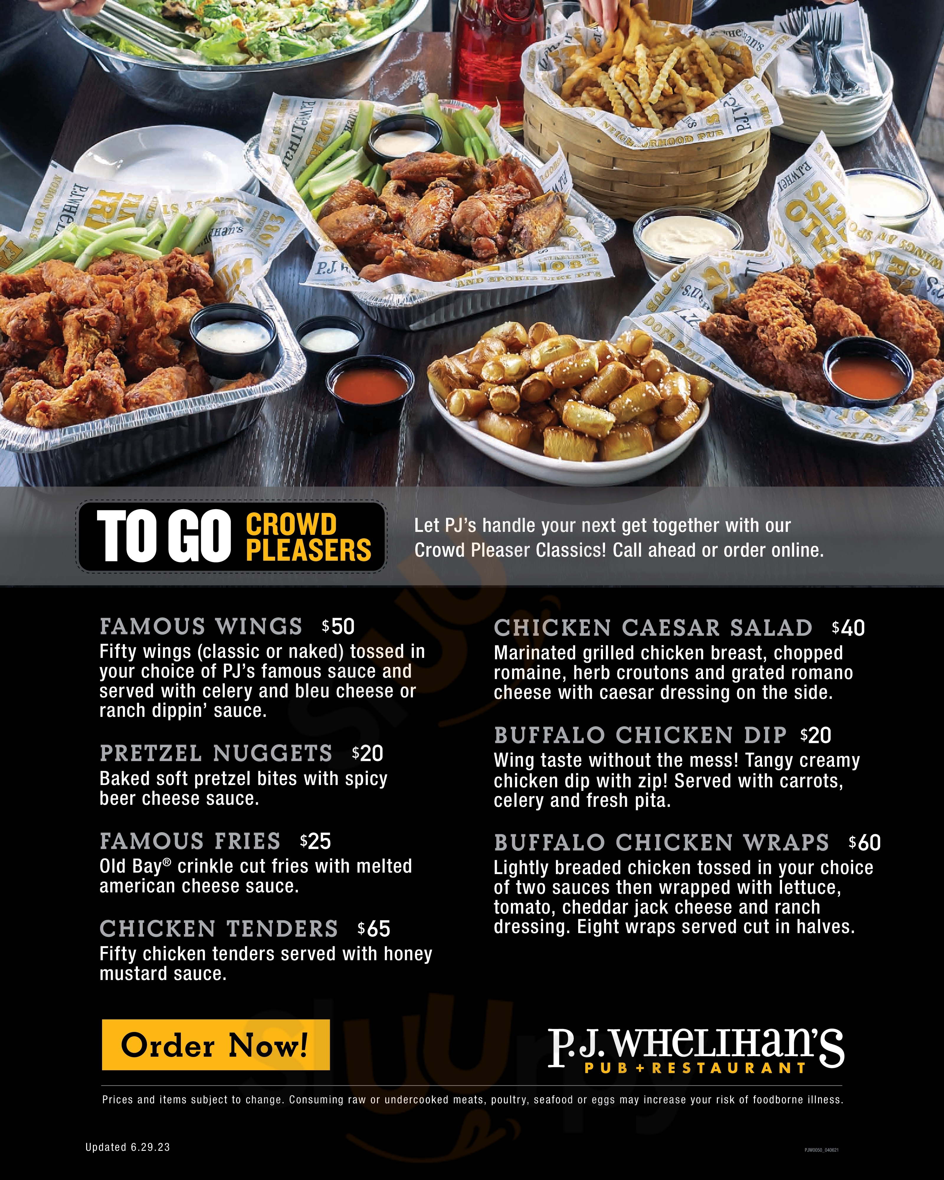 P.j. Whelihan's Pub + Restaurant - Washington Township Washington Township Menu - 1