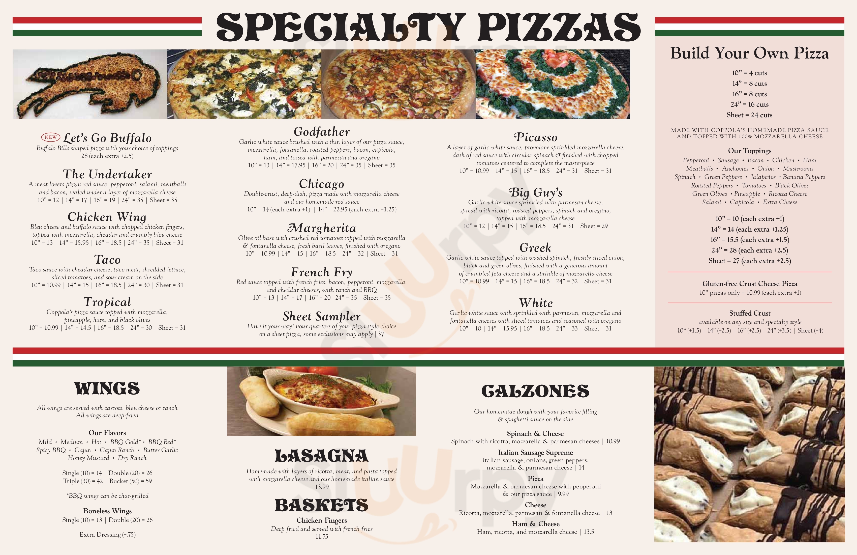 Coppolas Pizzeria Bemus Point Menu - 1