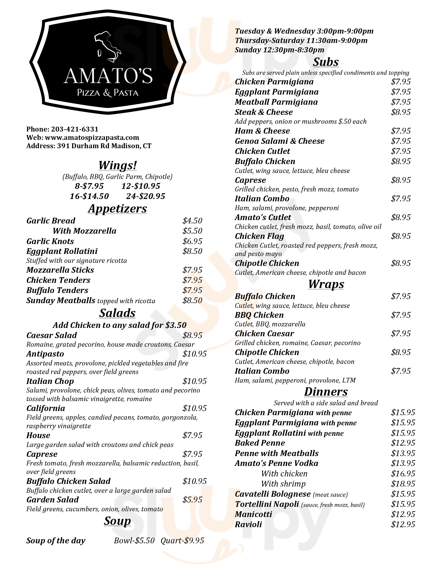 Amato's Pizza & Pasta Madison Menu - 1