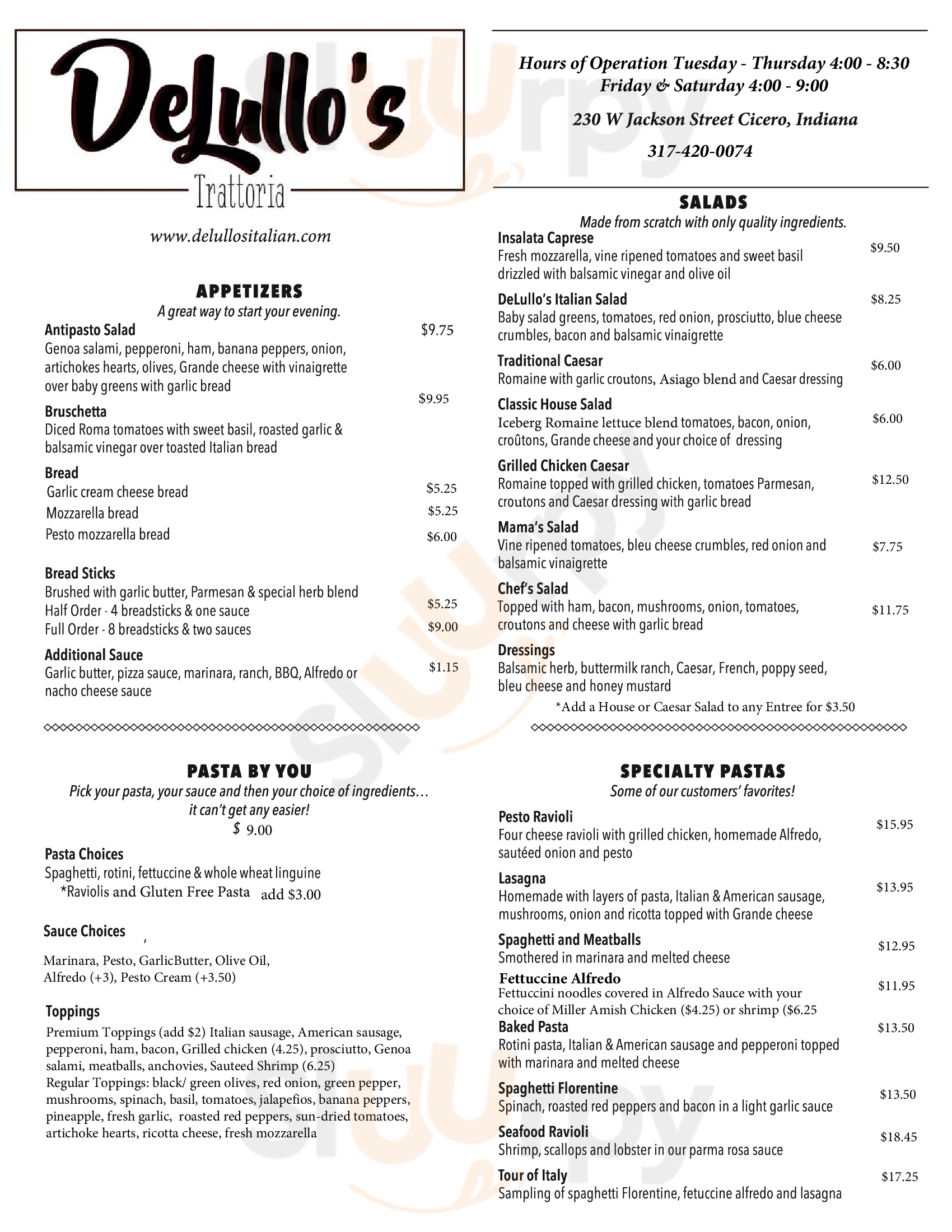 Main Menu - Delullo's Trattoria