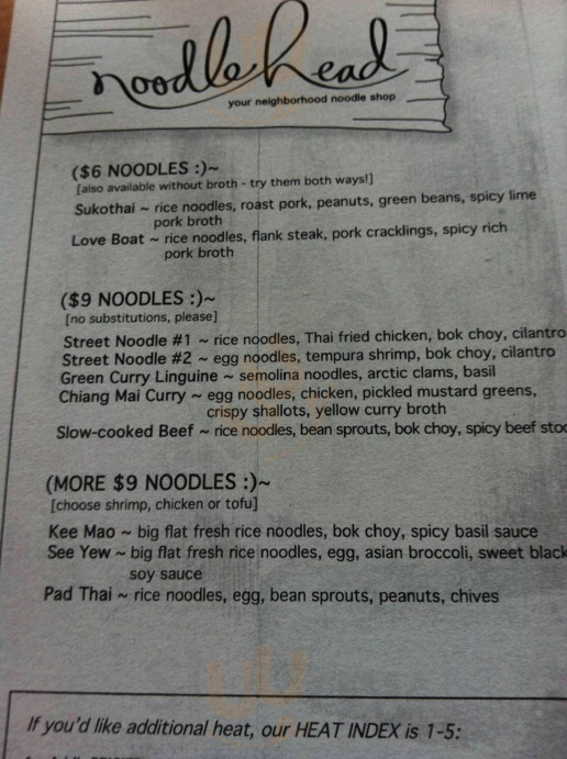 Noodlehead menu