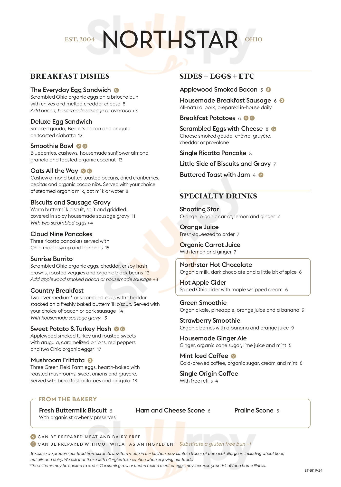 Main Menu - Northstar Cafe